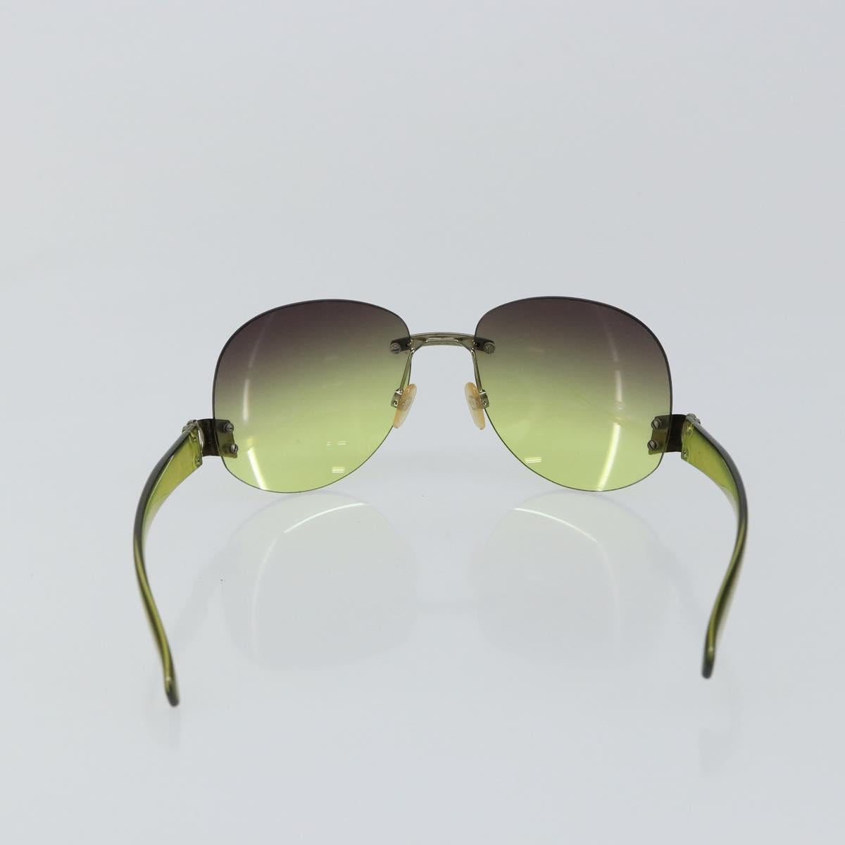 CHANEL COCO Mark Sunglasses Plastic Green CC Auth SW1668