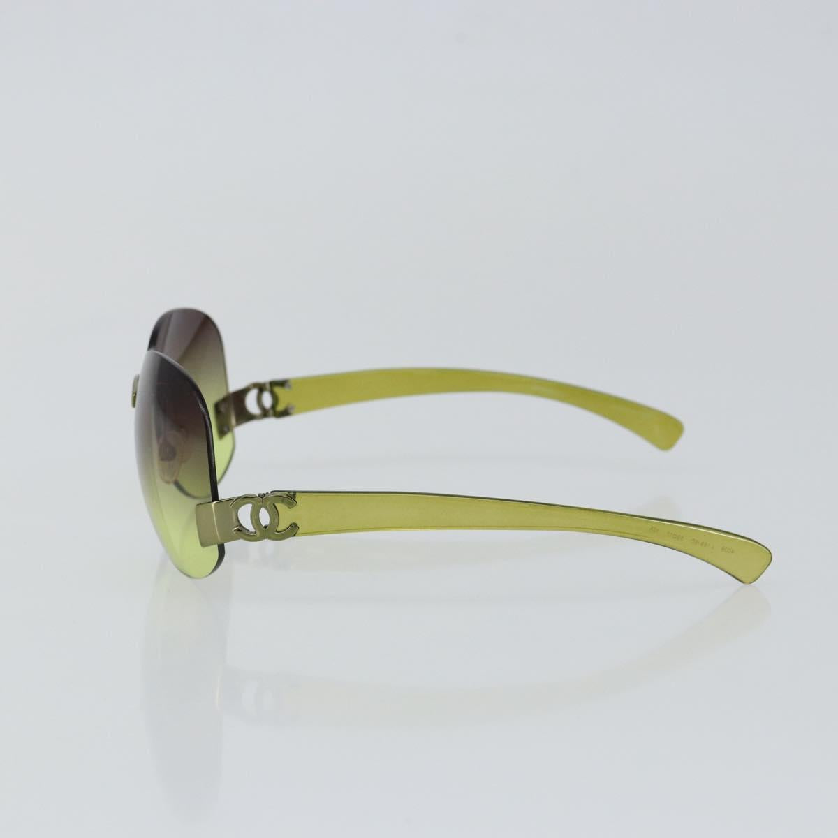 CHANEL COCO Mark Sunglasses Plastic Green CC Auth SW1668