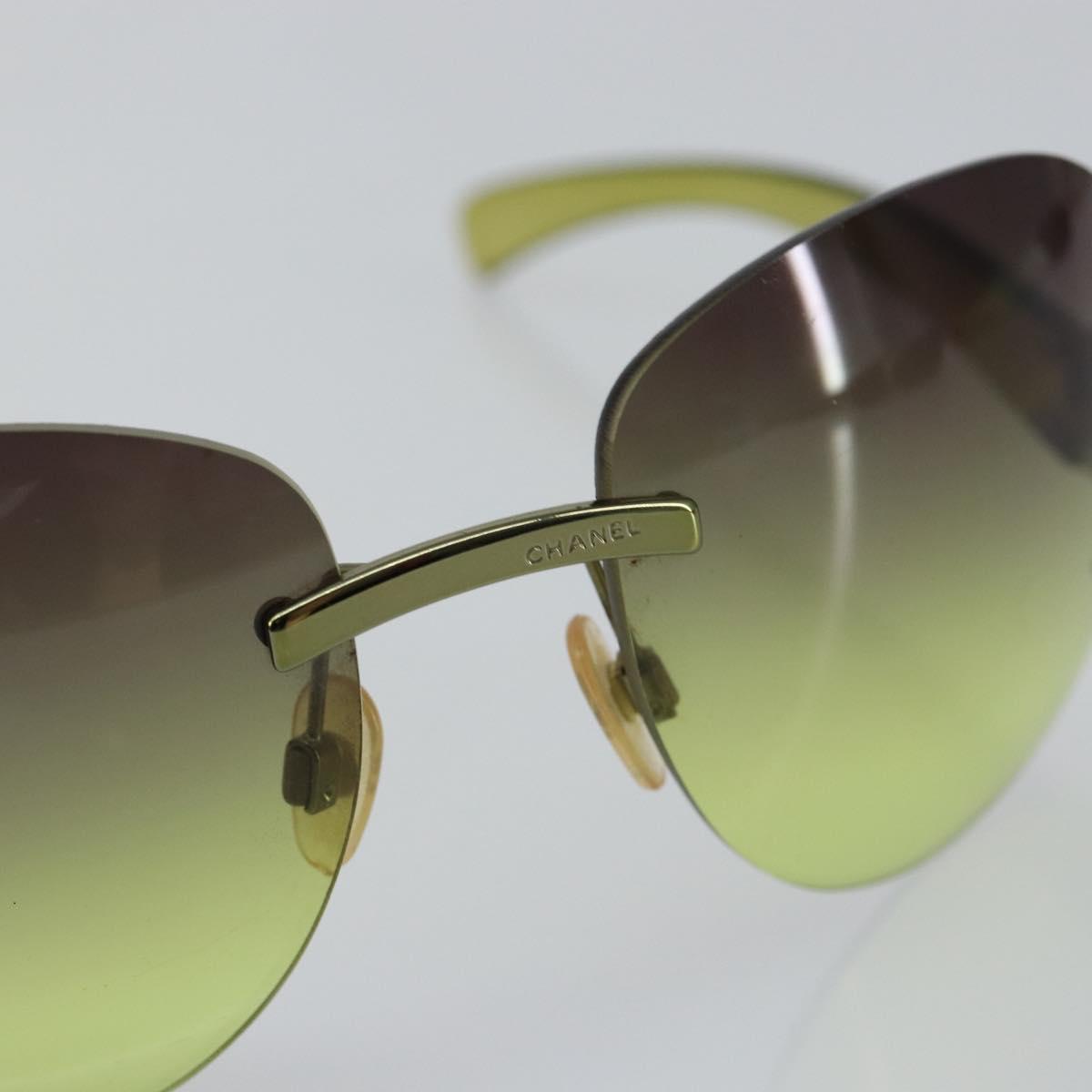 CHANEL COCO Mark Sunglasses Plastic Green CC Auth SW1668