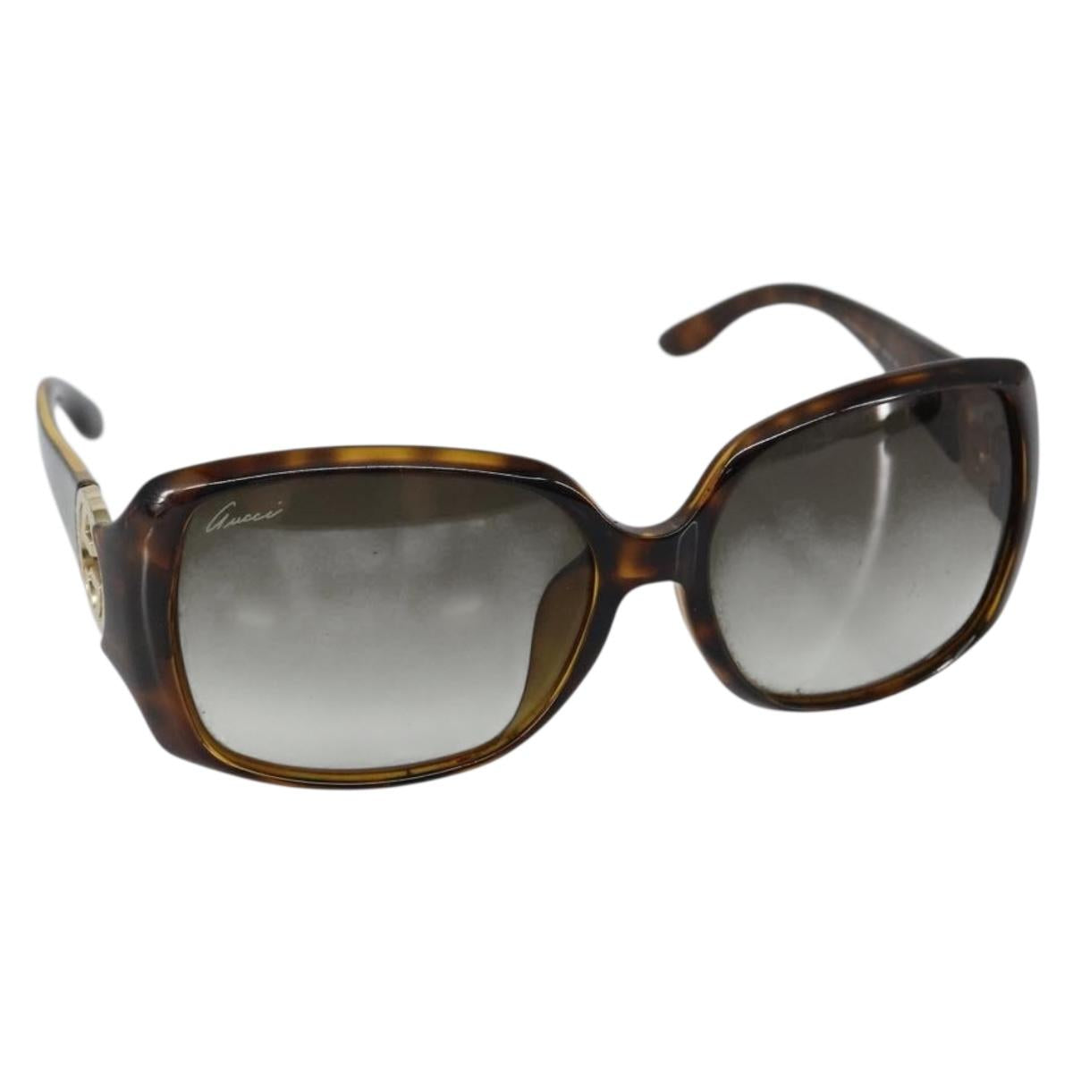 GUCCI Interlocking G Sunglasses Plastic Brown Auth SW1673