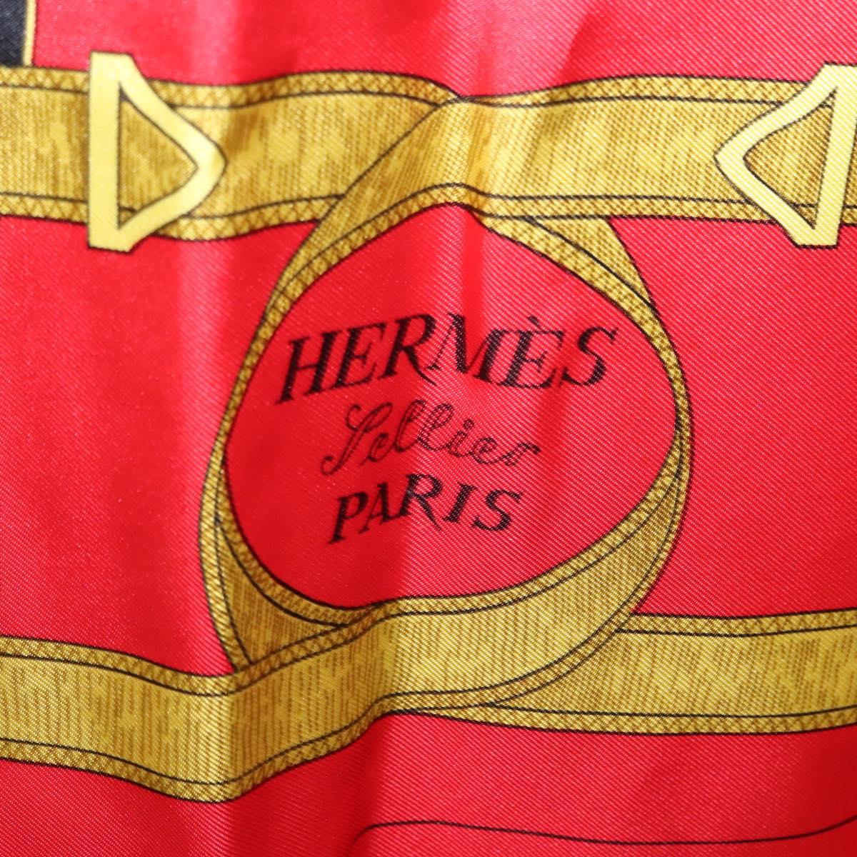 HERMES Carre 90 Scarf ""Eperon dor"" Silk Red Auth SW1685