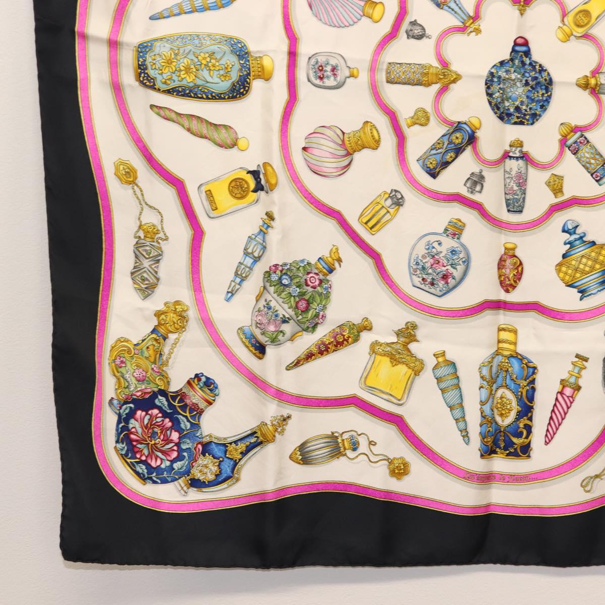 HERMES Carre 90 Scarf ""Qu importe le flacon"" Silk White Auth SW1686