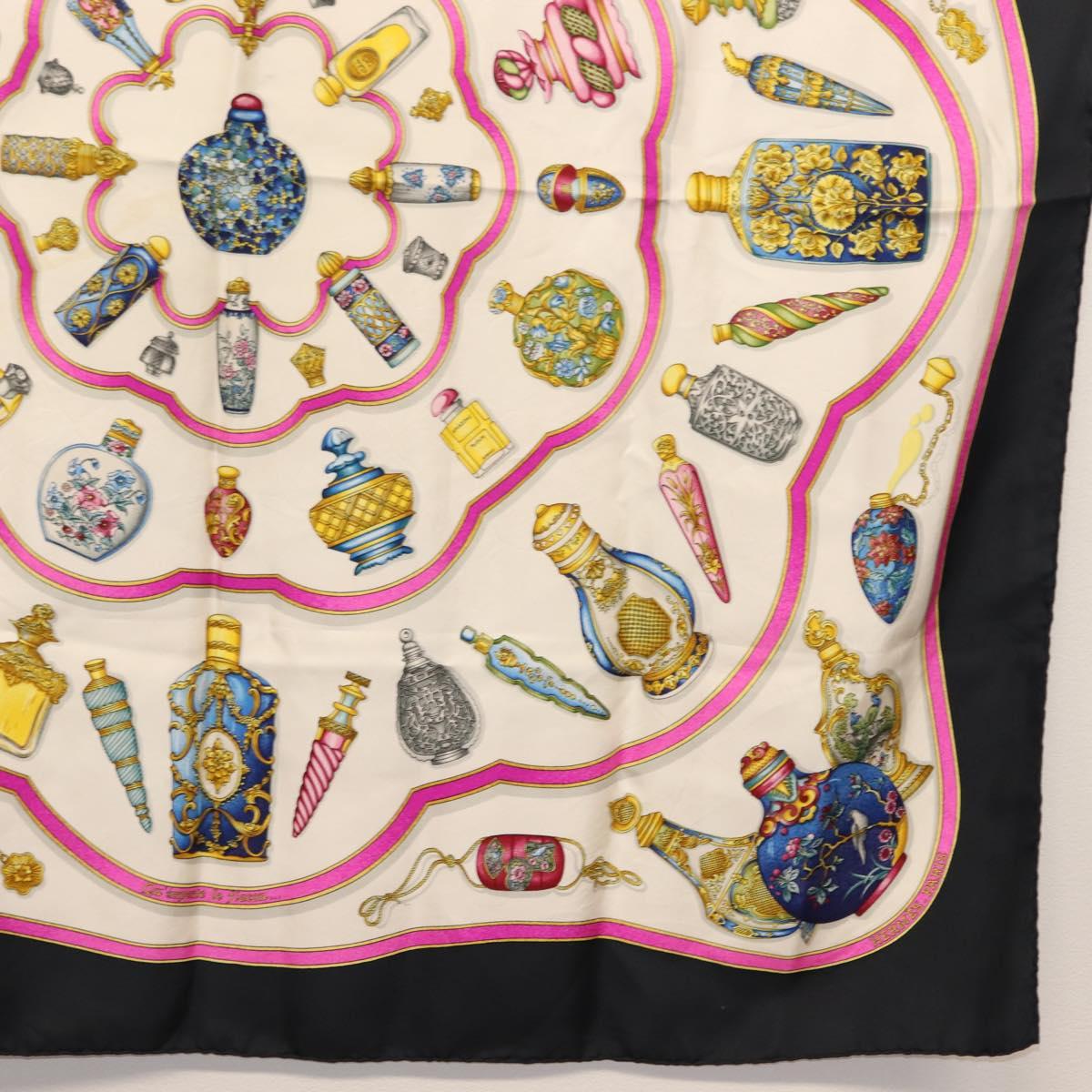 HERMES Carre 90 Scarf ""Qu importe le flacon"" Silk White Auth SW1686