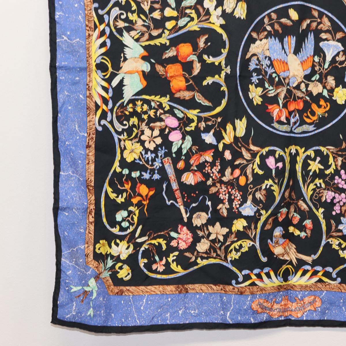 HERMES Carre 90 Scarf ""Pierres d' Orient et d' Occident"" Silk Blue Auth SW1688