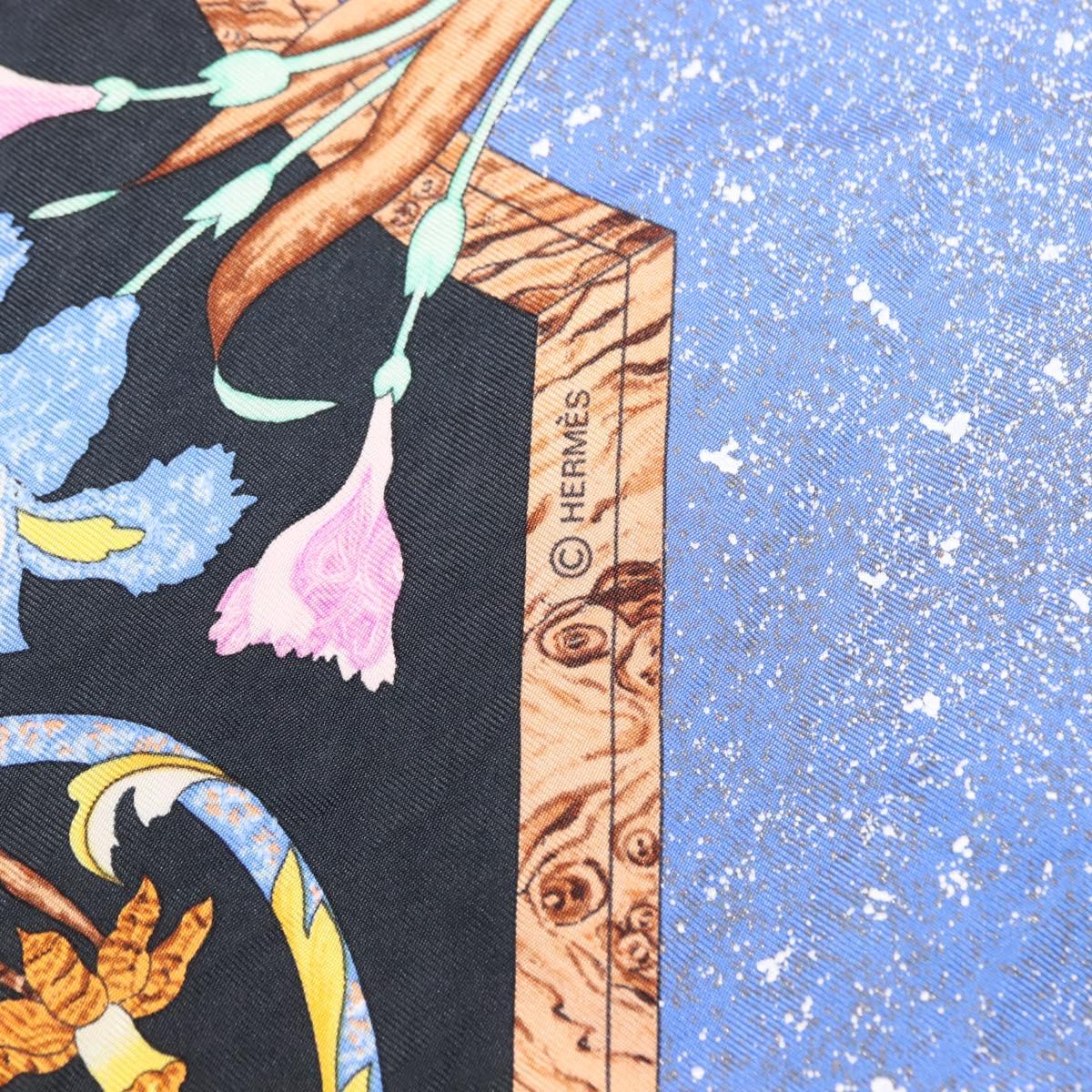 HERMES Carre 90 Scarf ""Pierres d' Orient et d' Occident"" Silk Blue Auth SW1688