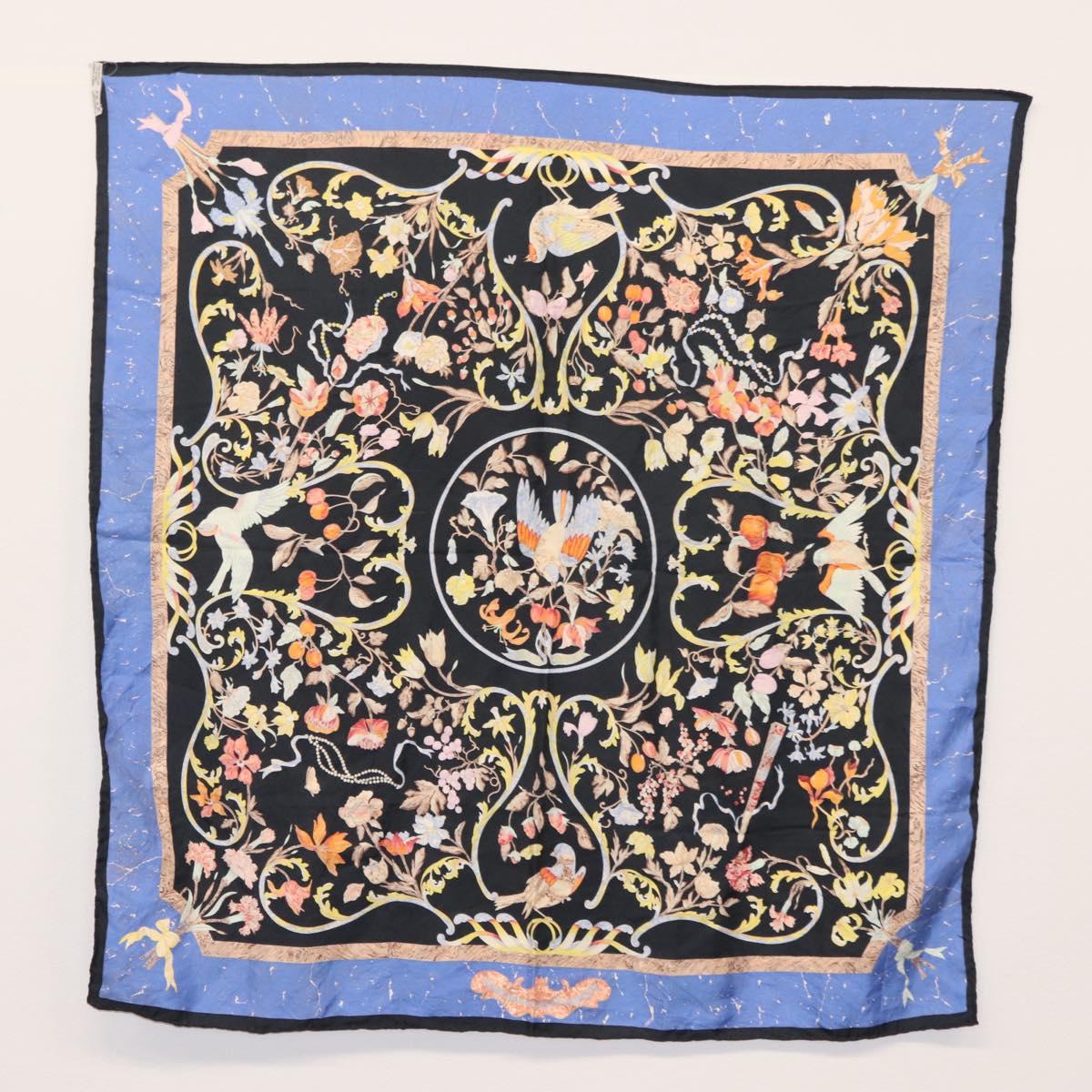 HERMES Carre 90 Scarf ""Pierres d' Orient et d' Occident"" Silk Blue Auth SW1688