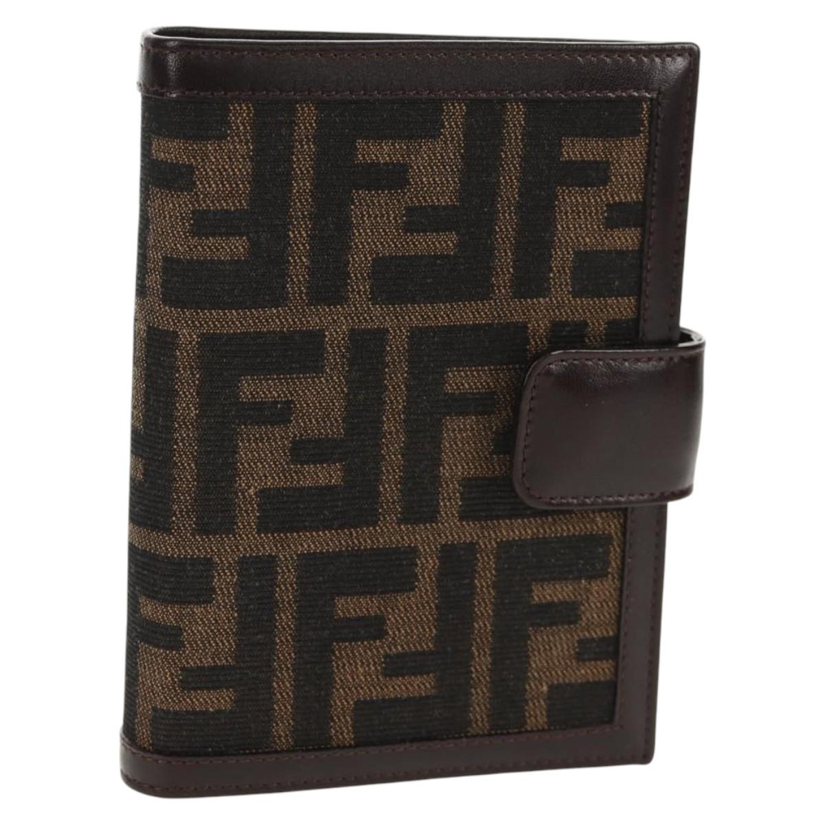 FENDI Zucca Canvas Planner Black Brown Auth sw1689V