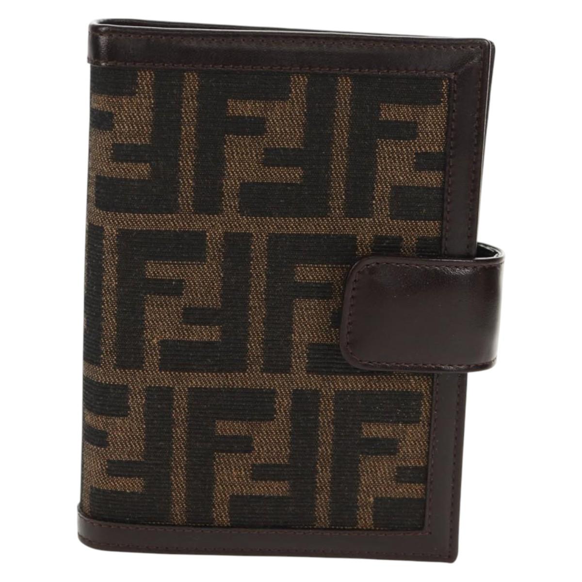FENDI Zucca Canvas Planner Black Brown Auth sw1689V