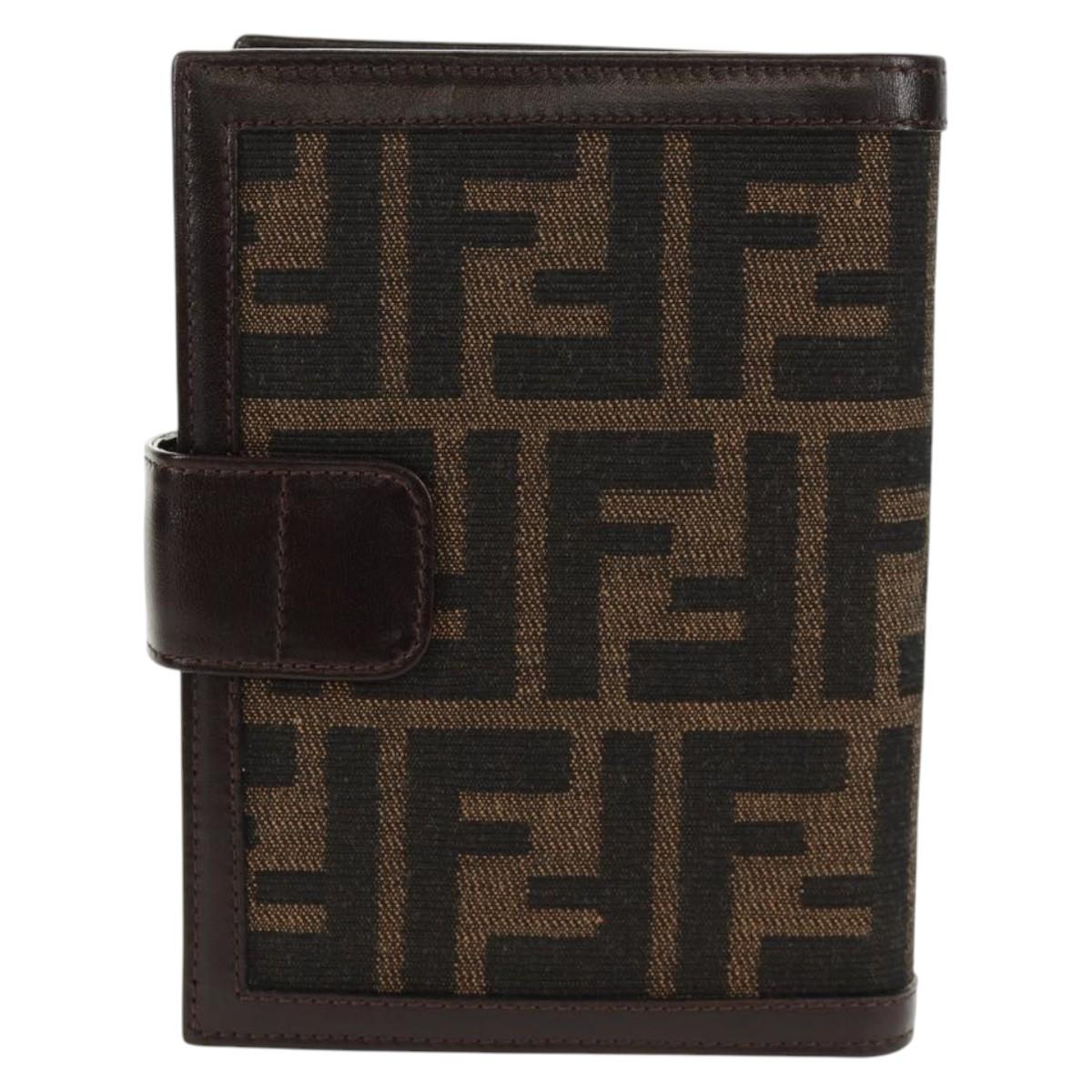 FENDI Zucca Canvas Planner Black Brown Auth sw1689V