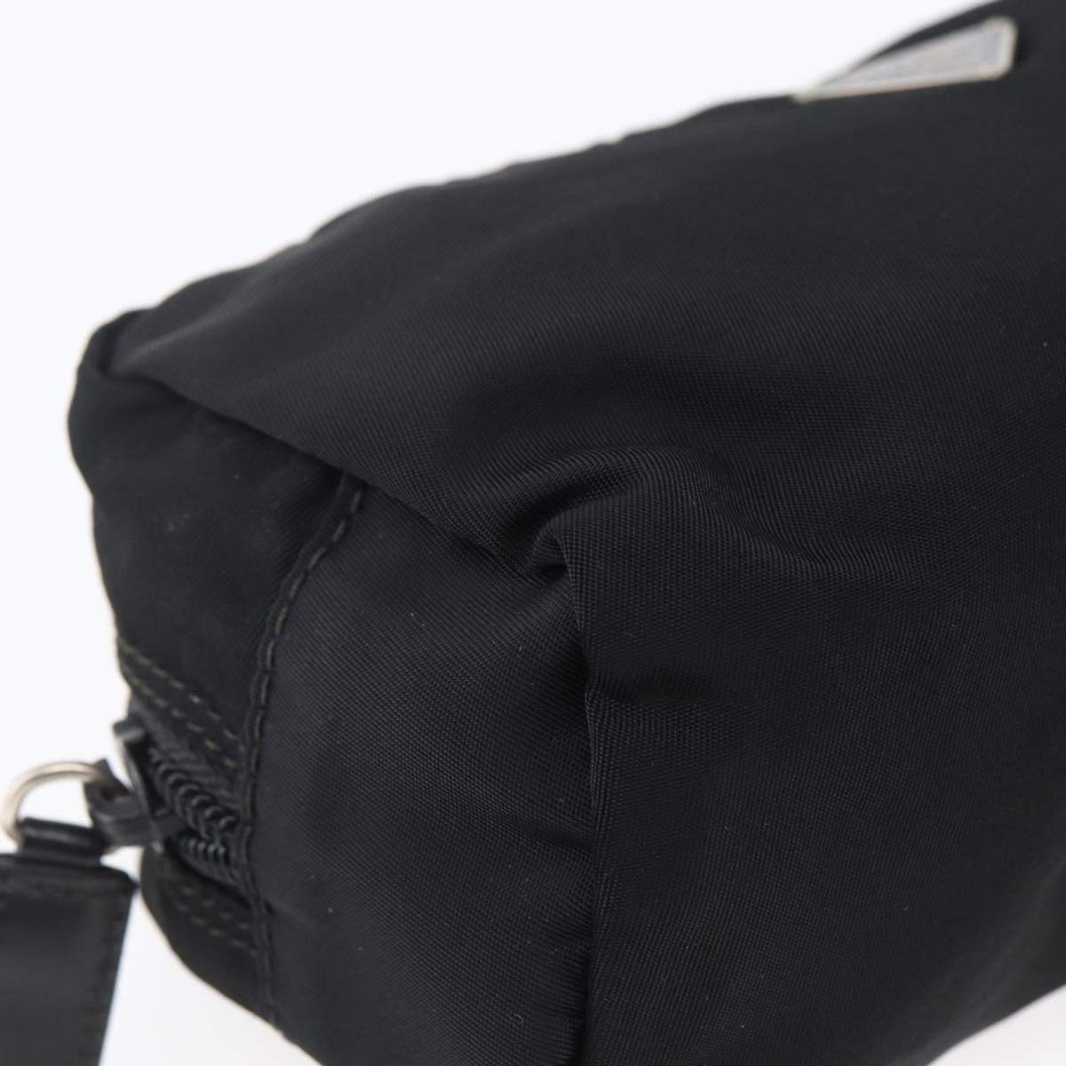 PRADA Pouch Nylon Black Silver Auth sw1697