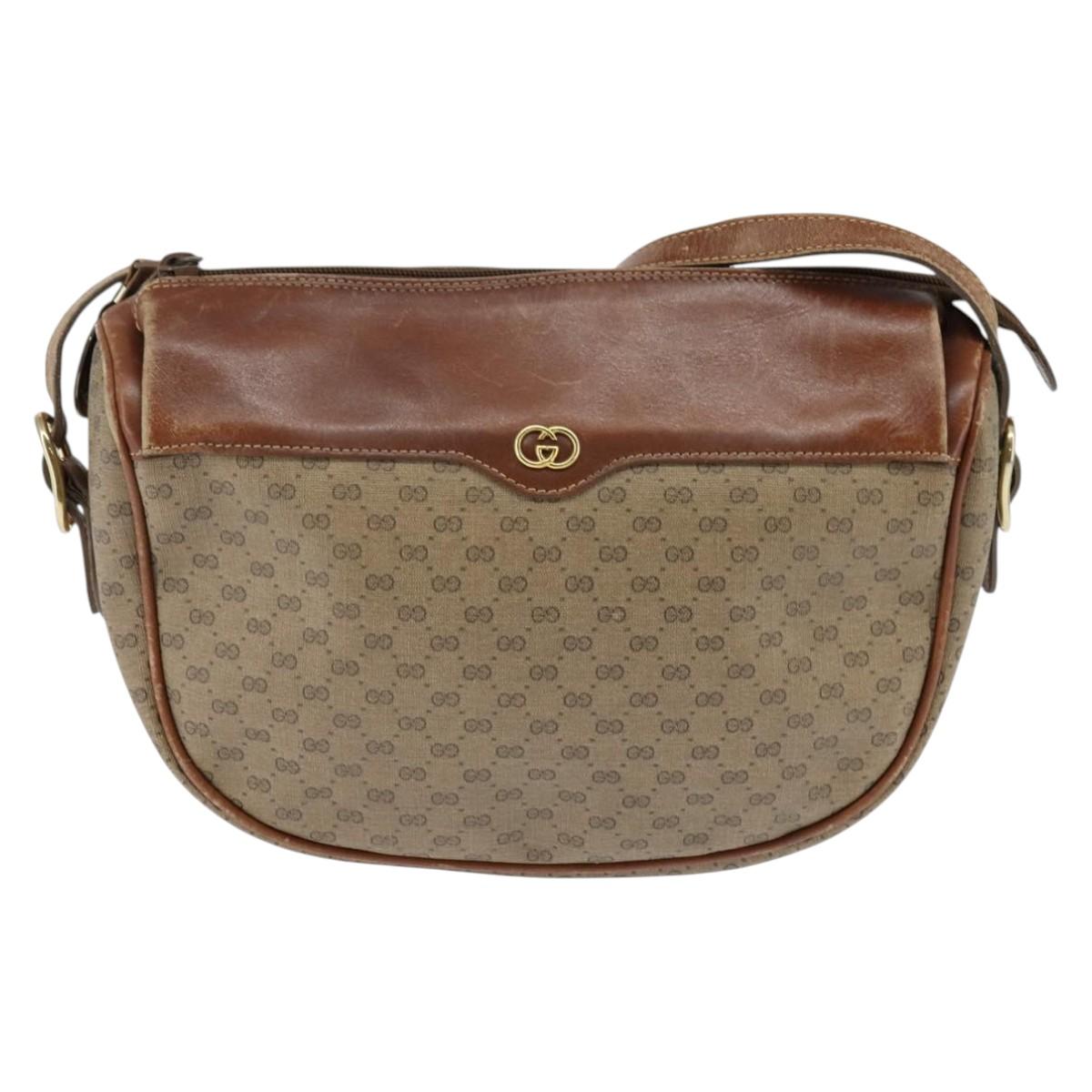 GUCCI Micro GG Supreme Shoulder Bag PVC Beige Gold 001 984 4001 Auth SW1700