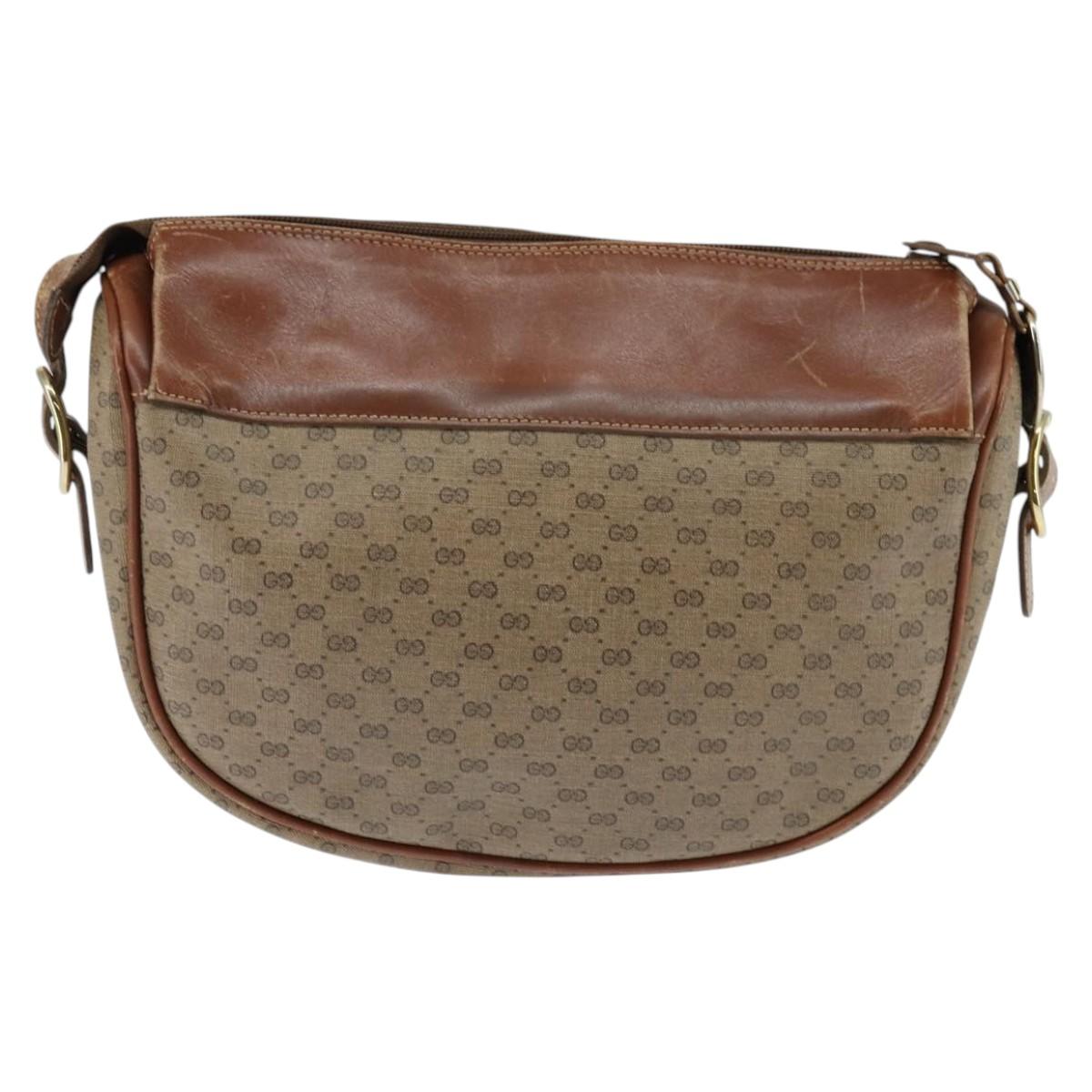 GUCCI Micro GG Supreme Shoulder Bag PVC Beige Gold 001 984 4001 Auth SW1700