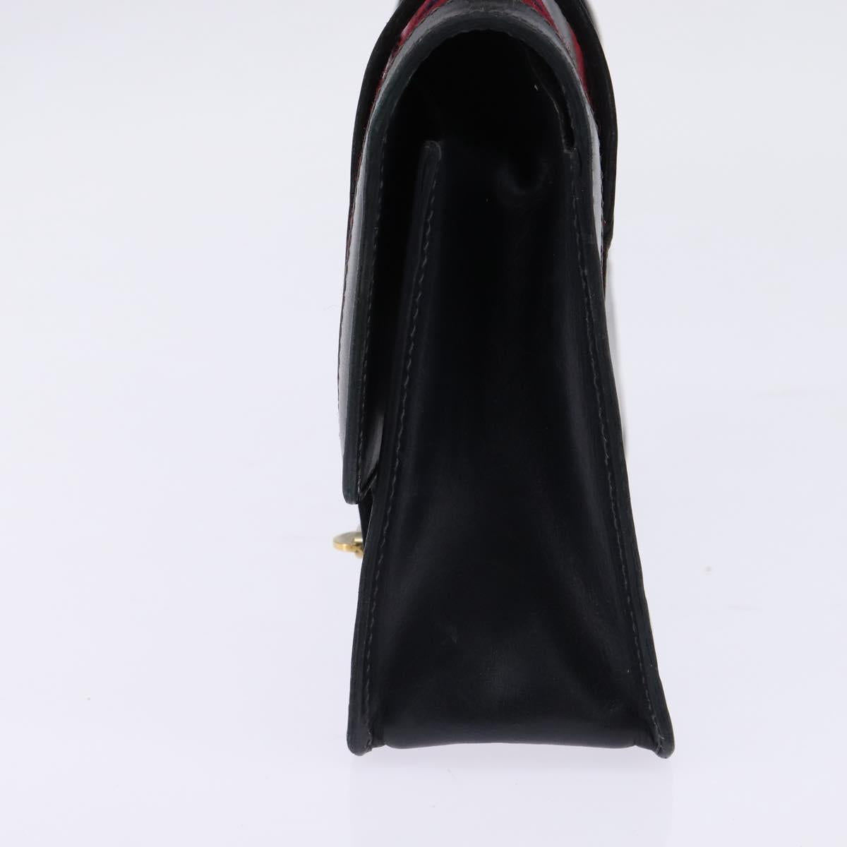 GUCCI Bamboo Sherry Line Hand Bag Leather Navy Red gold Auth SW1701