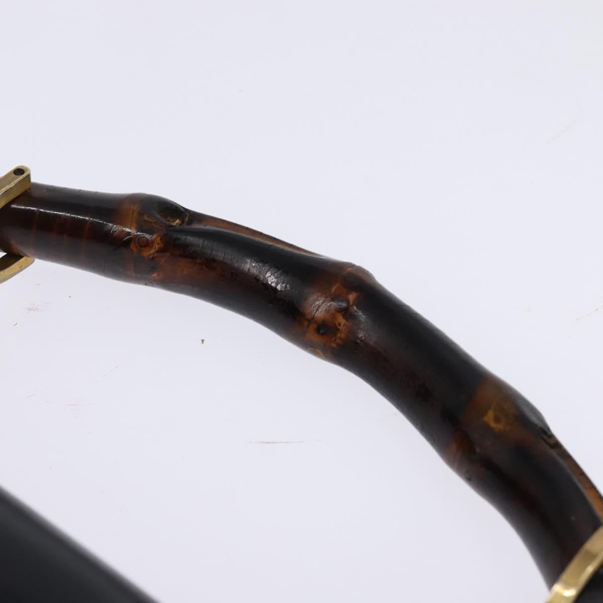 GUCCI Bamboo Sherry Line Hand Bag Leather Navy Red gold Auth SW1701