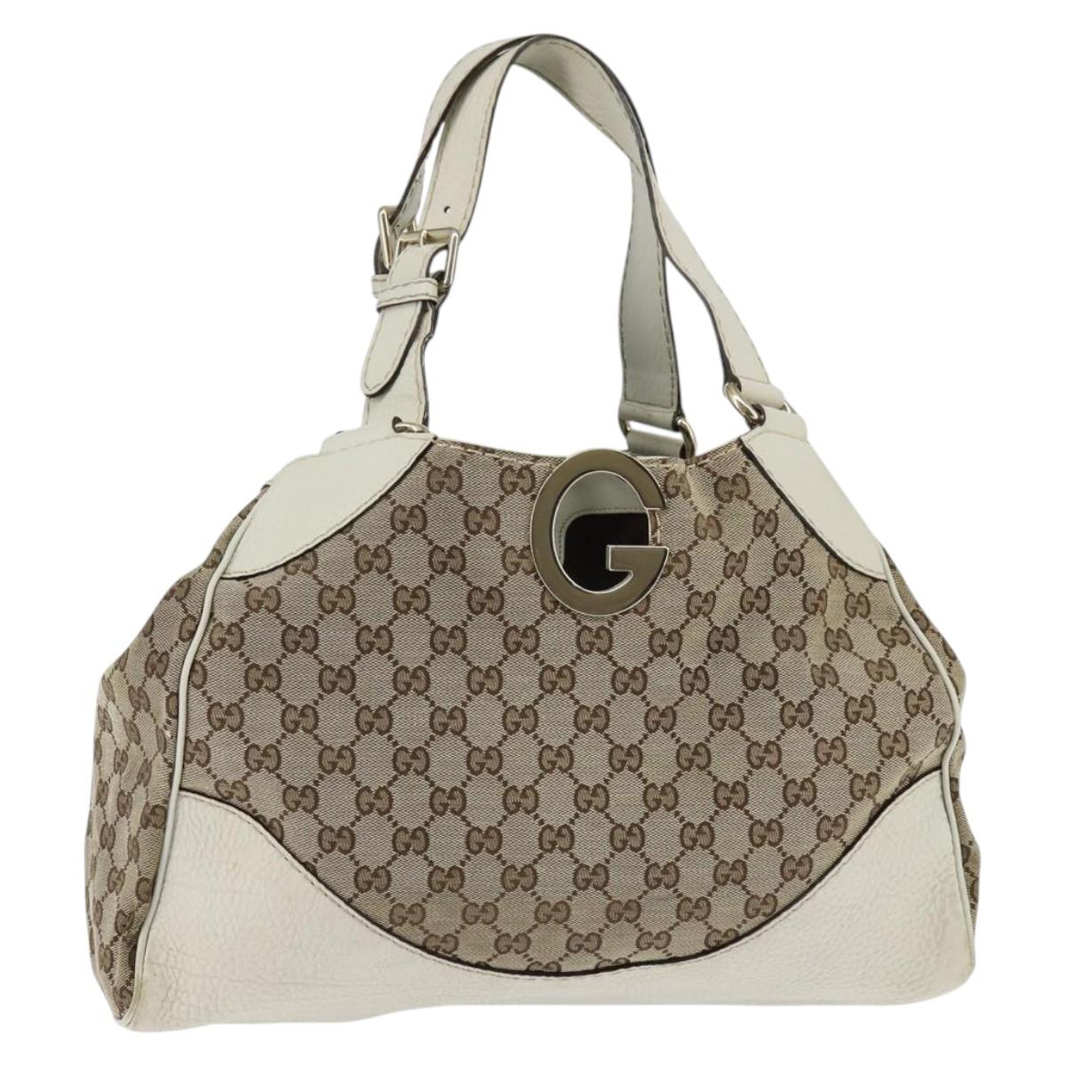 GUCCI GG Canvas Tote Bag Beige Gold 223972 Auth SW1704
