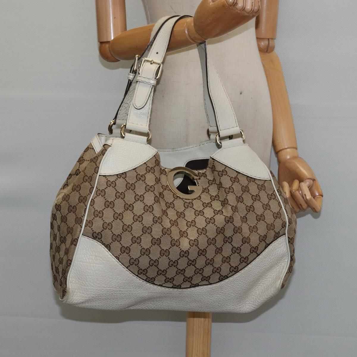 GUCCI GG Canvas Tote Bag Beige Gold 223972 Auth SW1704