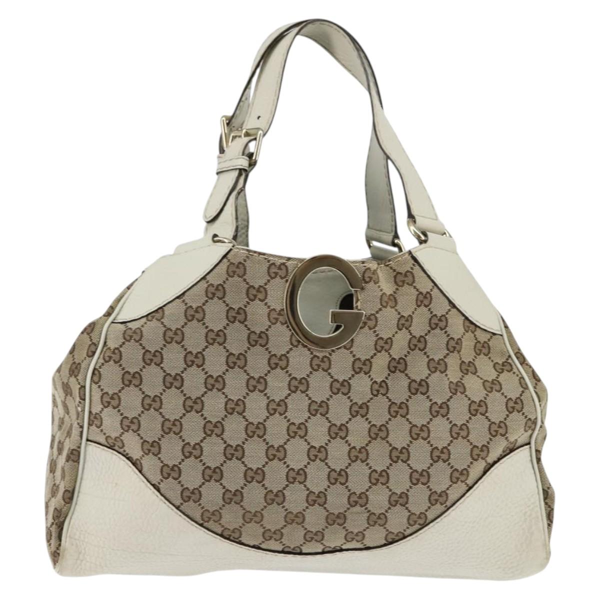 GUCCI GG Canvas Tote Bag Beige Gold 223972 Auth SW1704