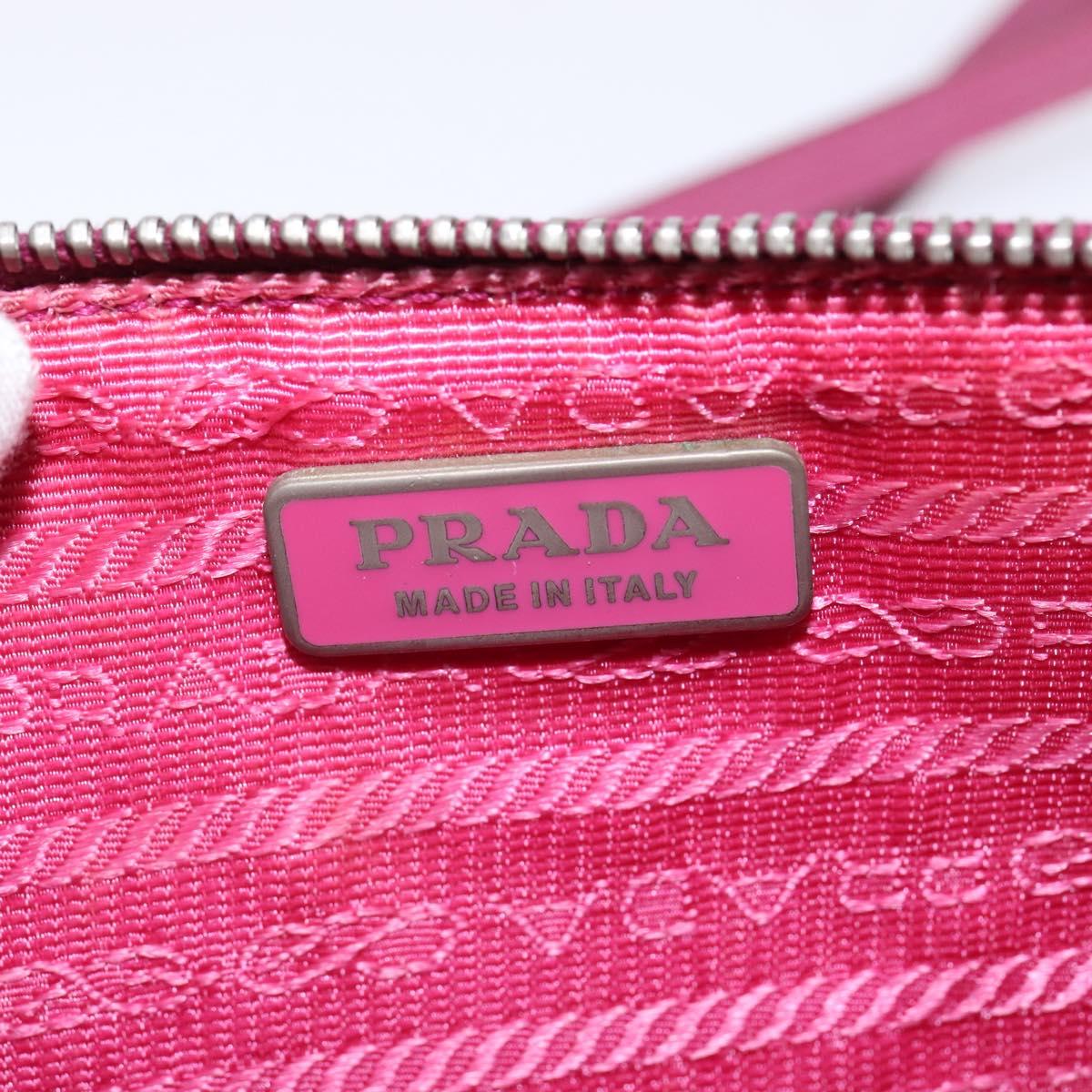 PRADA Shoulder Bag Safiano leather Pink Silver Auth SW1708