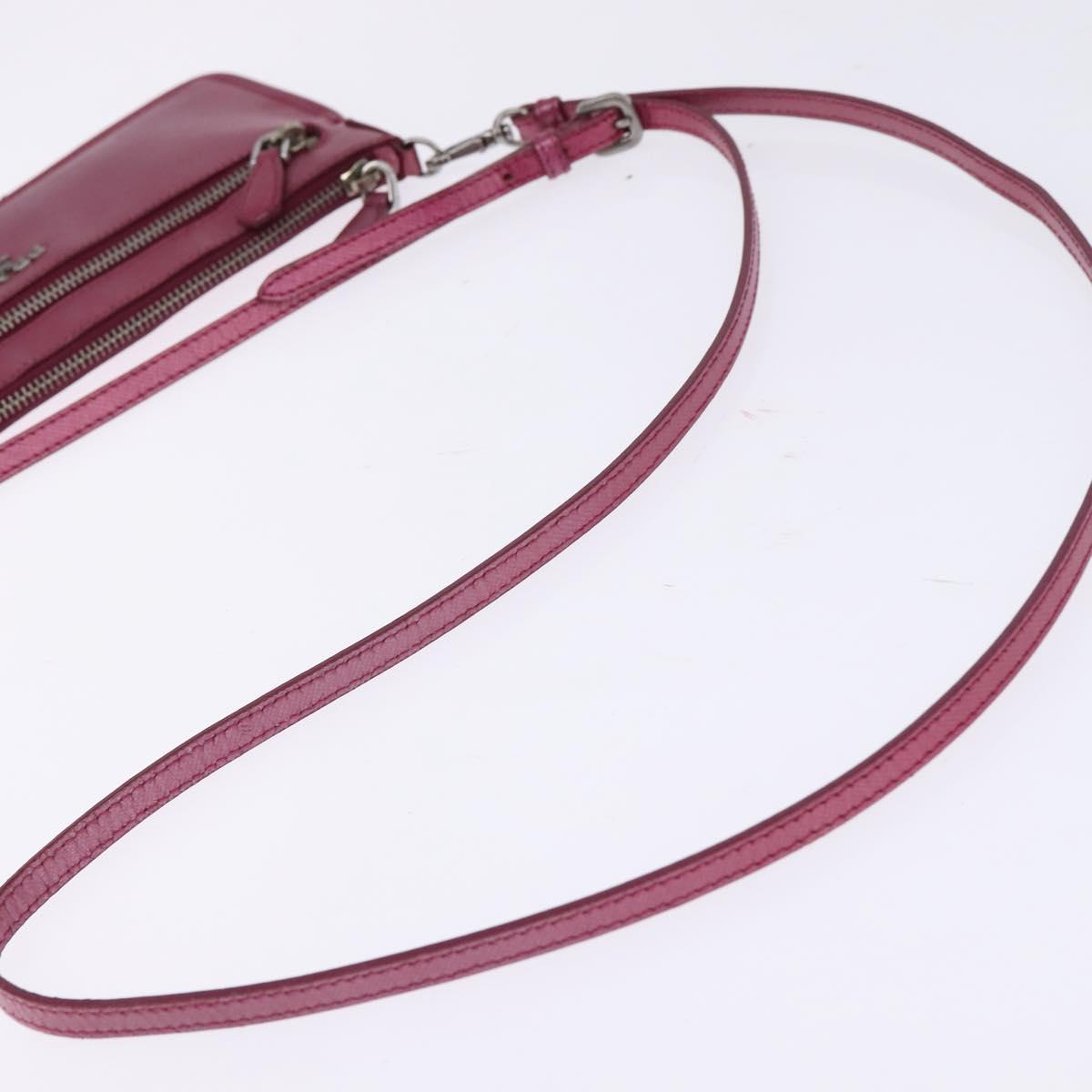 PRADA Shoulder Bag Safiano leather Pink Silver Auth SW1708