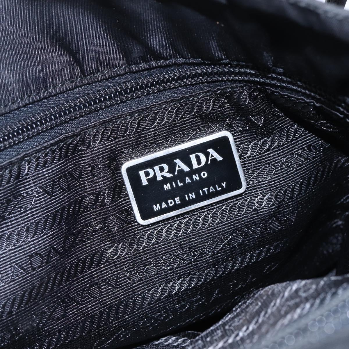 PRADA Tote Bag Nylon Black Silver Auth SW1710