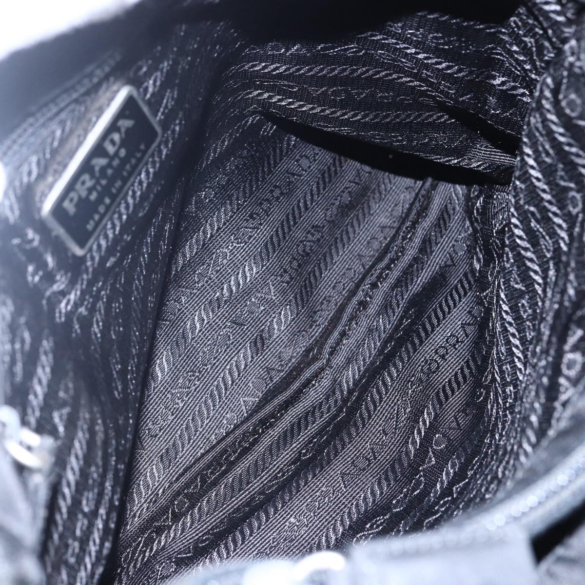 PRADA Tote Bag Nylon Black Silver Auth SW1710