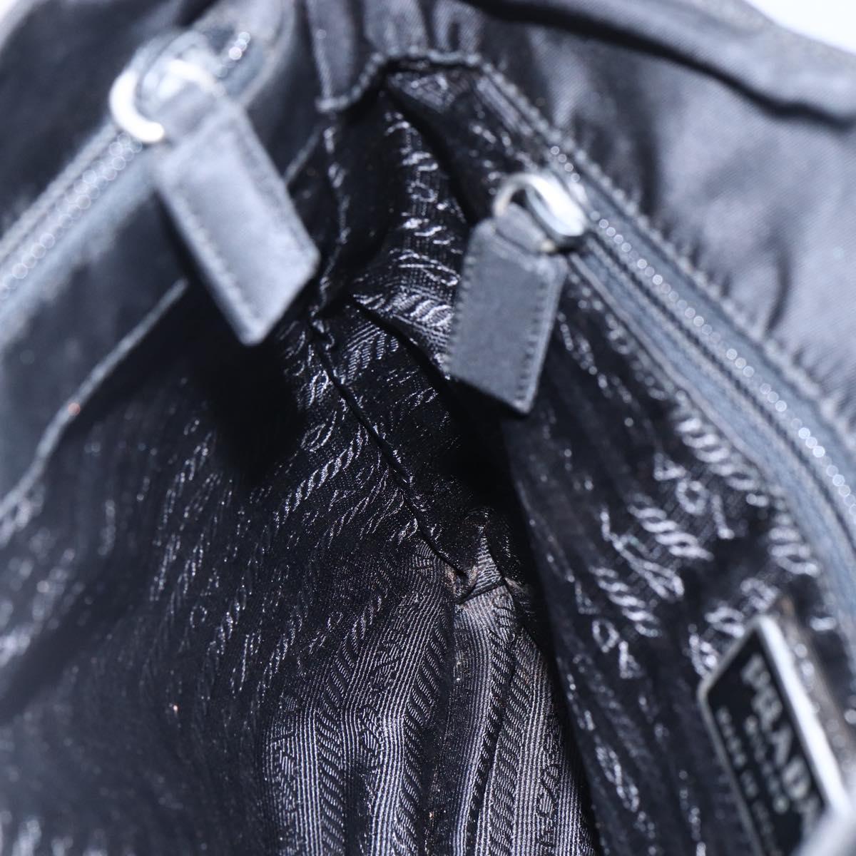PRADA Tote Bag Nylon Black Silver Auth SW1710
