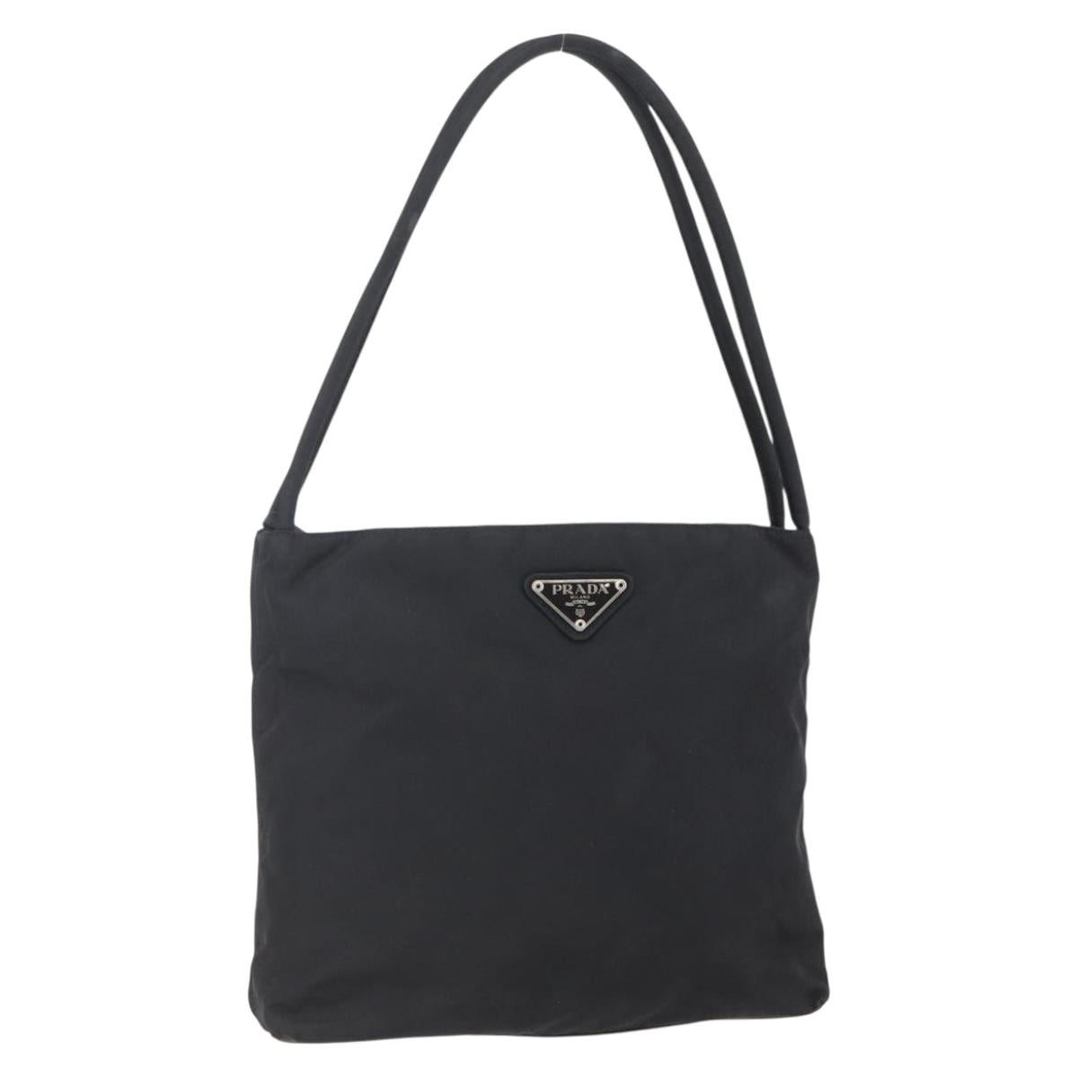 PRADA Tote Bag Nylon Black Silver Auth SW1710