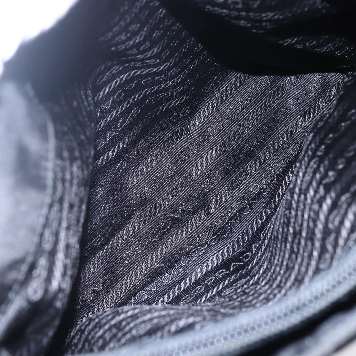 PRADA Tote Bag Nylon Black Silver Auth SW1710