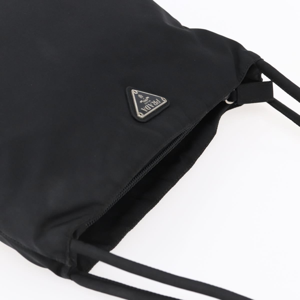 PRADA Tote Bag Nylon Black Silver Auth SW1710