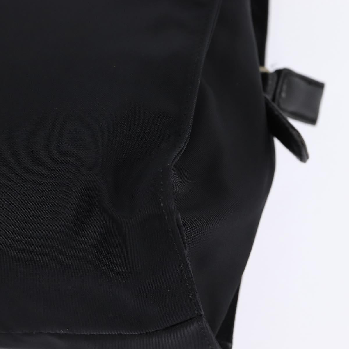 PRADA Hand Bag Nylon Leather Black Silver Auth SW1713