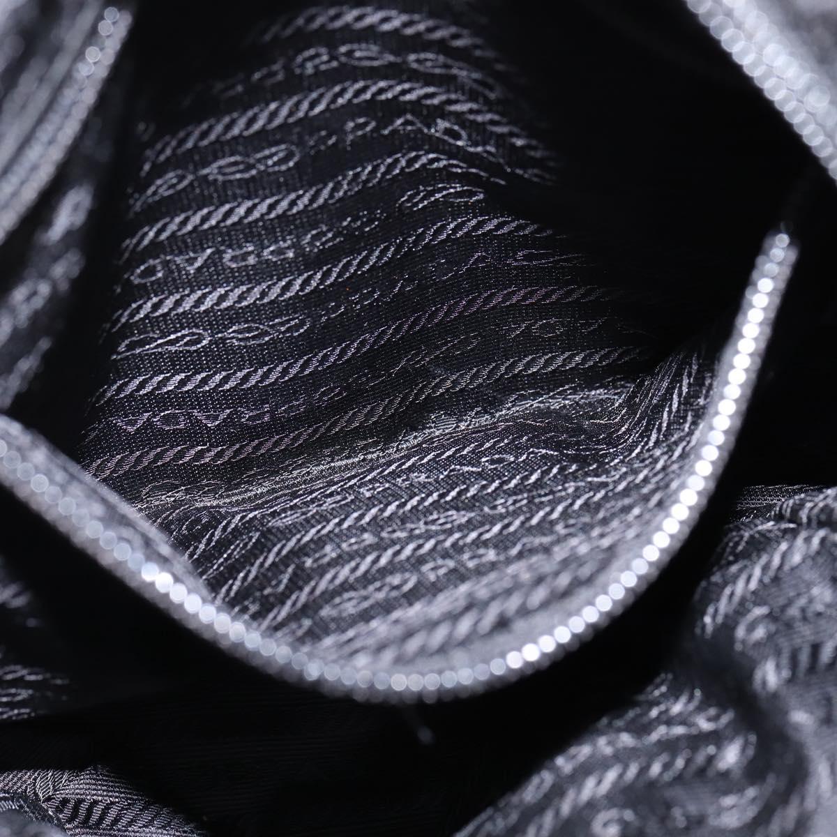 PRADA Hand Bag Nylon Leather Black Silver Auth SW1713