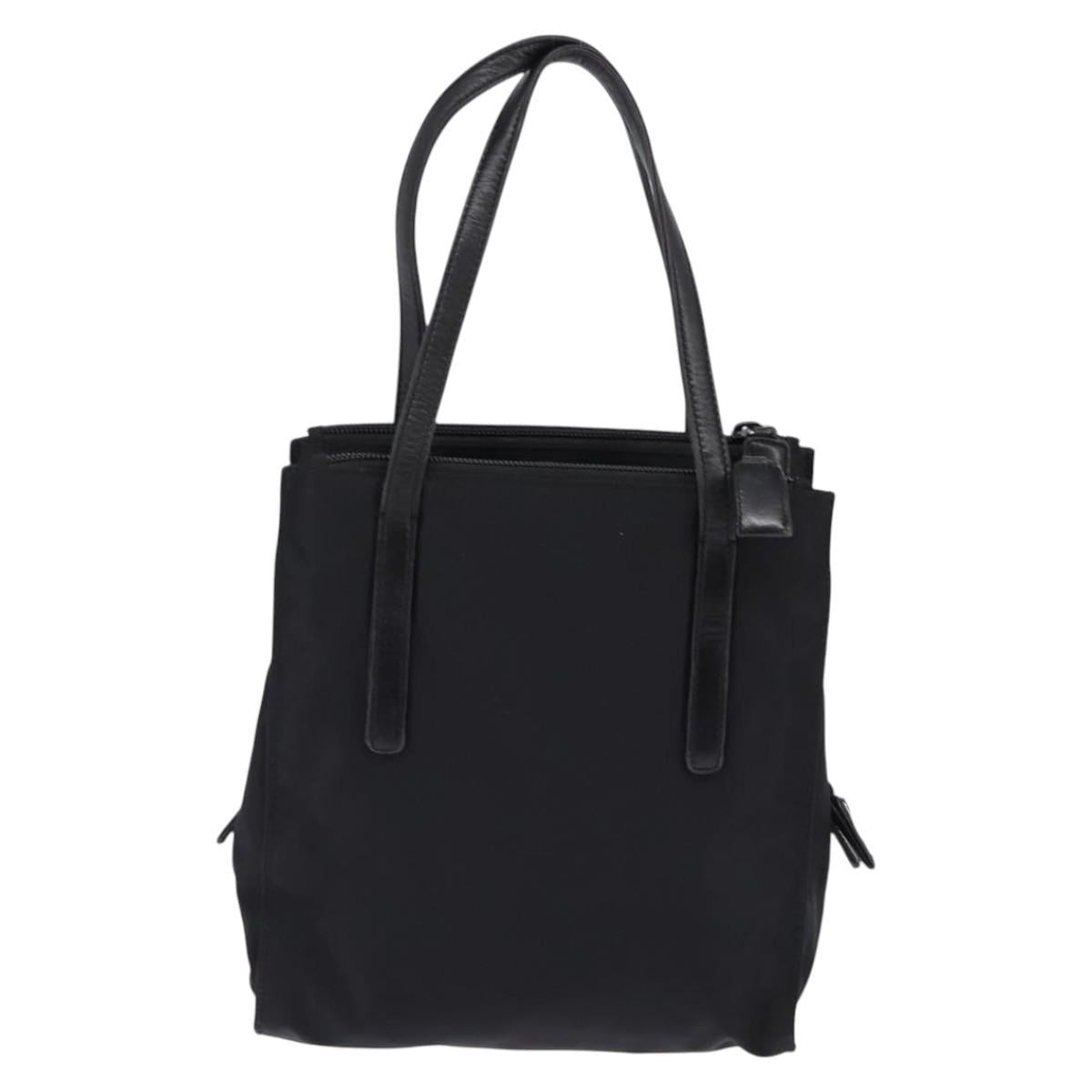 PRADA Hand Bag Nylon Leather Black Silver Auth SW1713