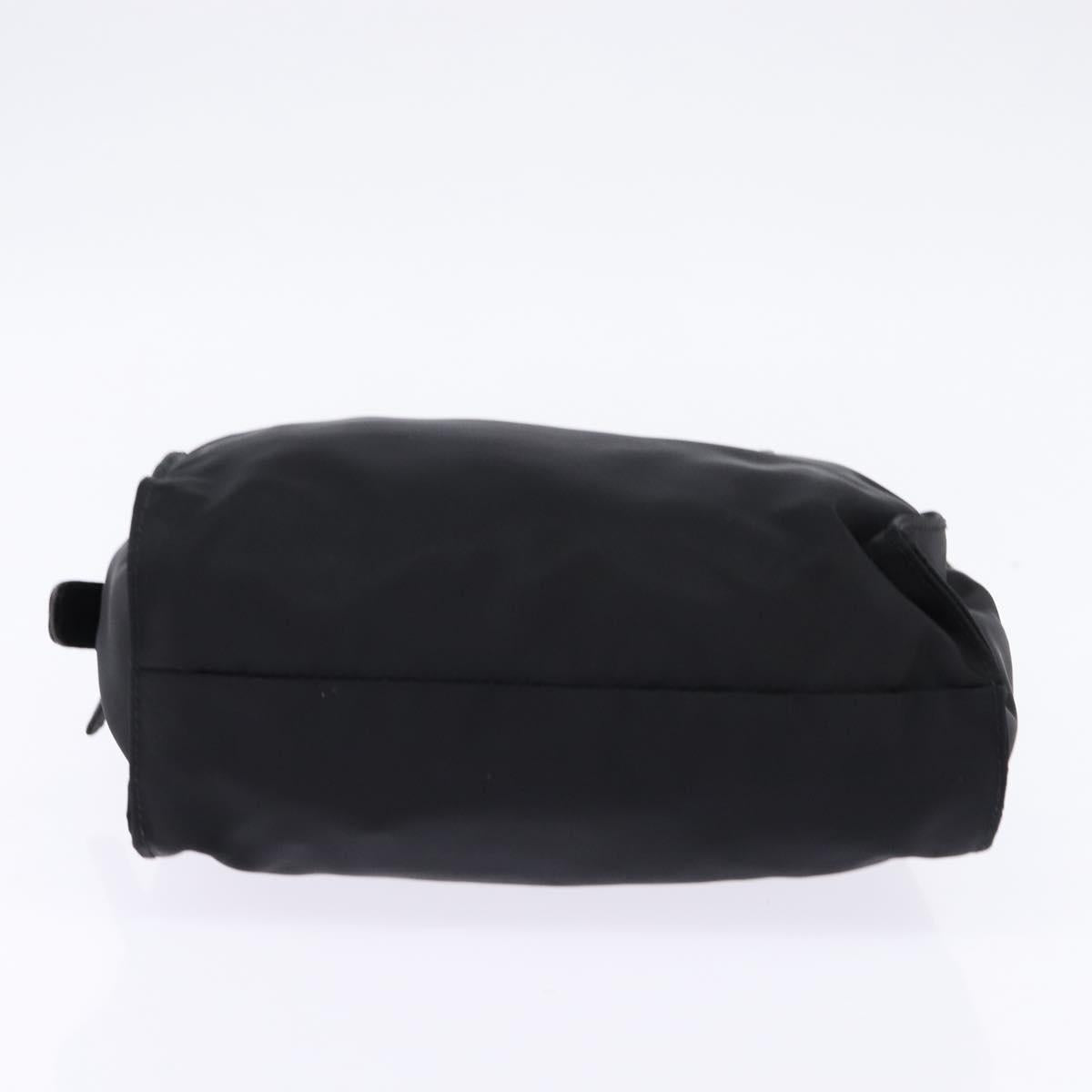 PRADA Hand Bag Nylon Leather Black Silver Auth SW1713