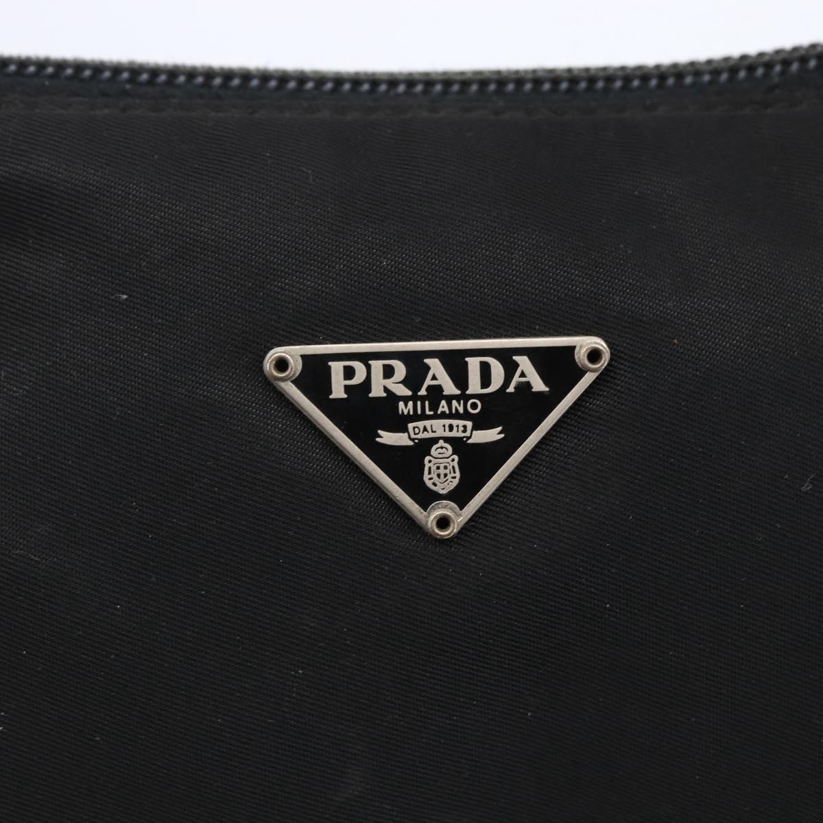PRADA Accessory Pouch Nylon Black Silver Auth SW1714