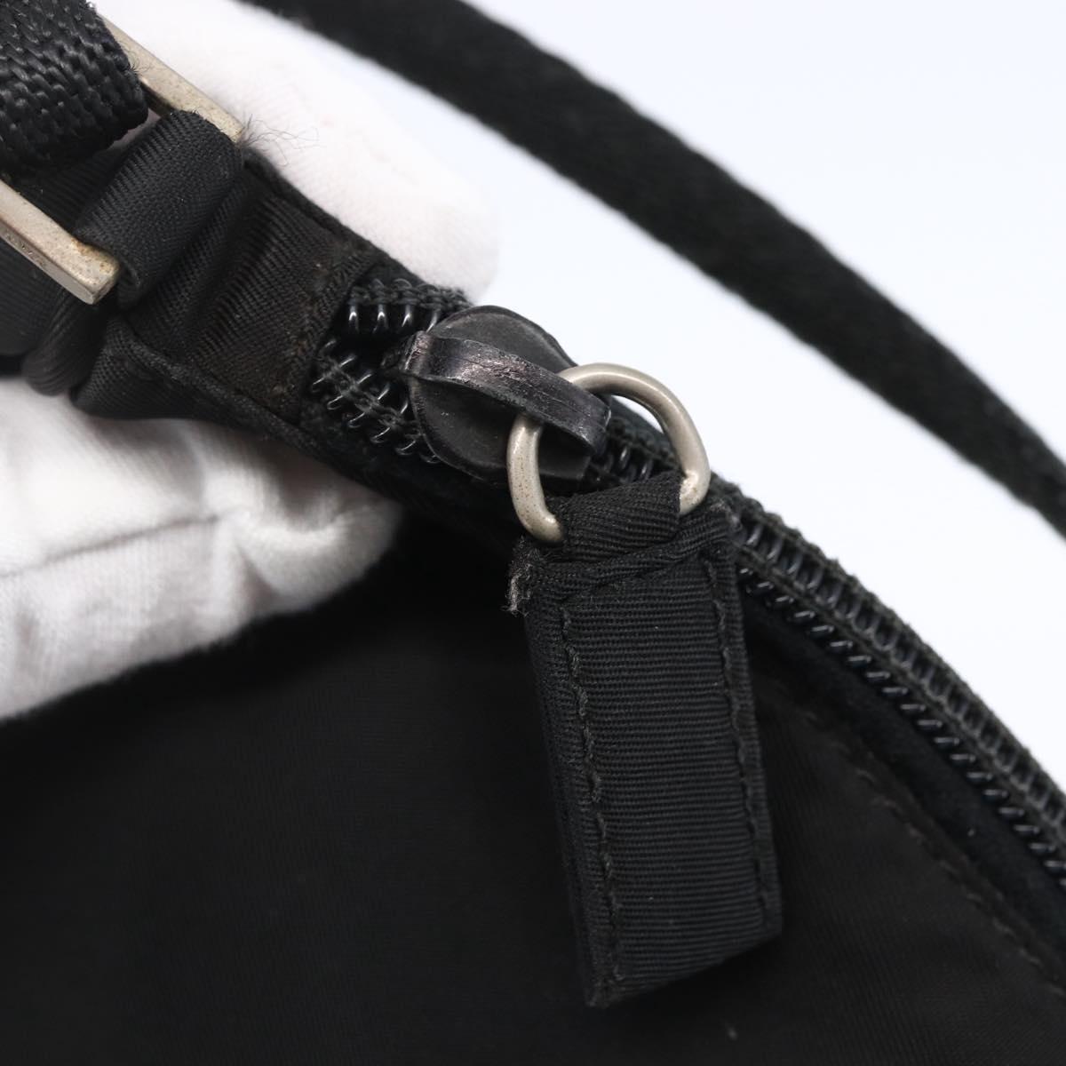 PRADA Accessory Pouch Nylon Black Silver Auth SW1714