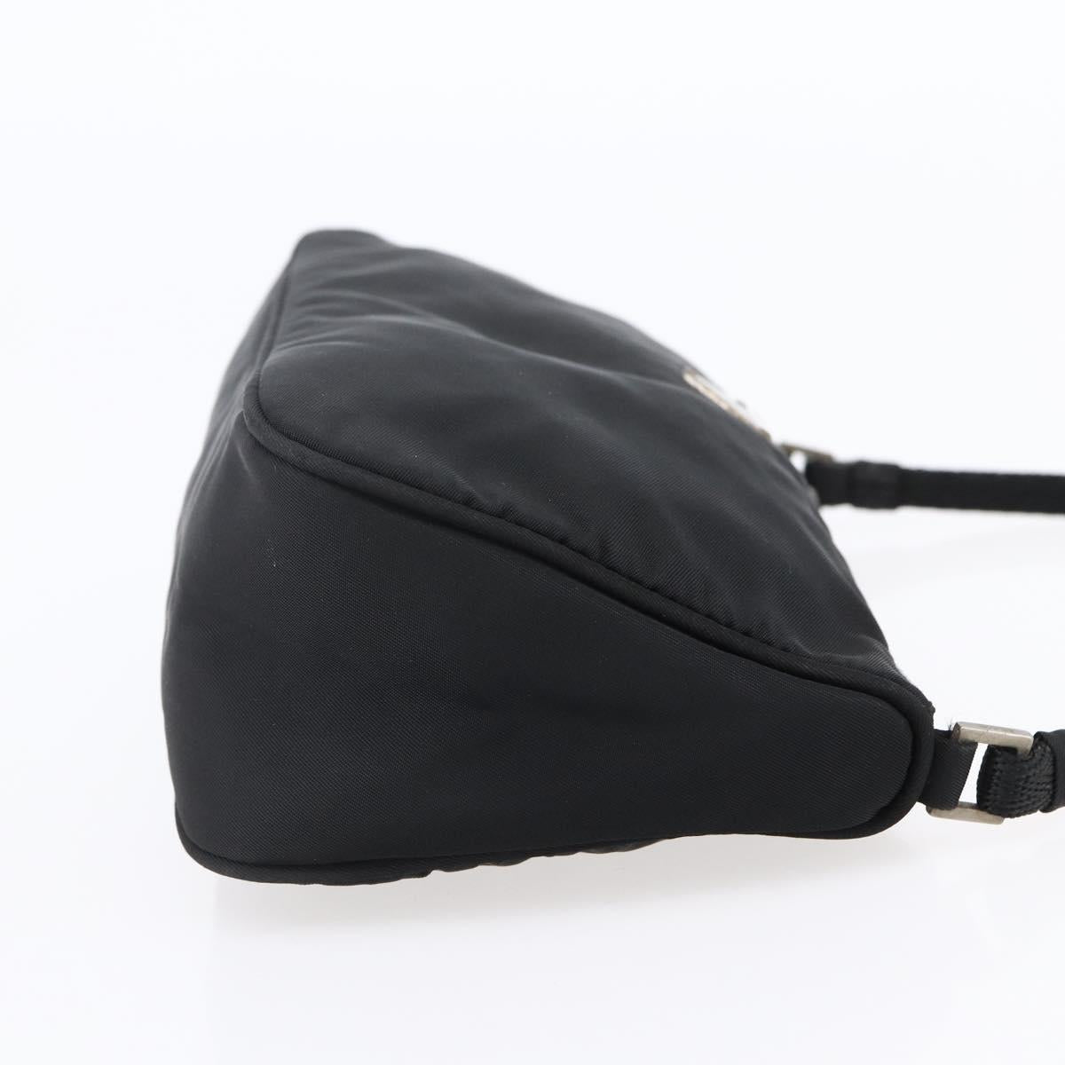 PRADA Accessory Pouch Nylon Black Silver Auth SW1714