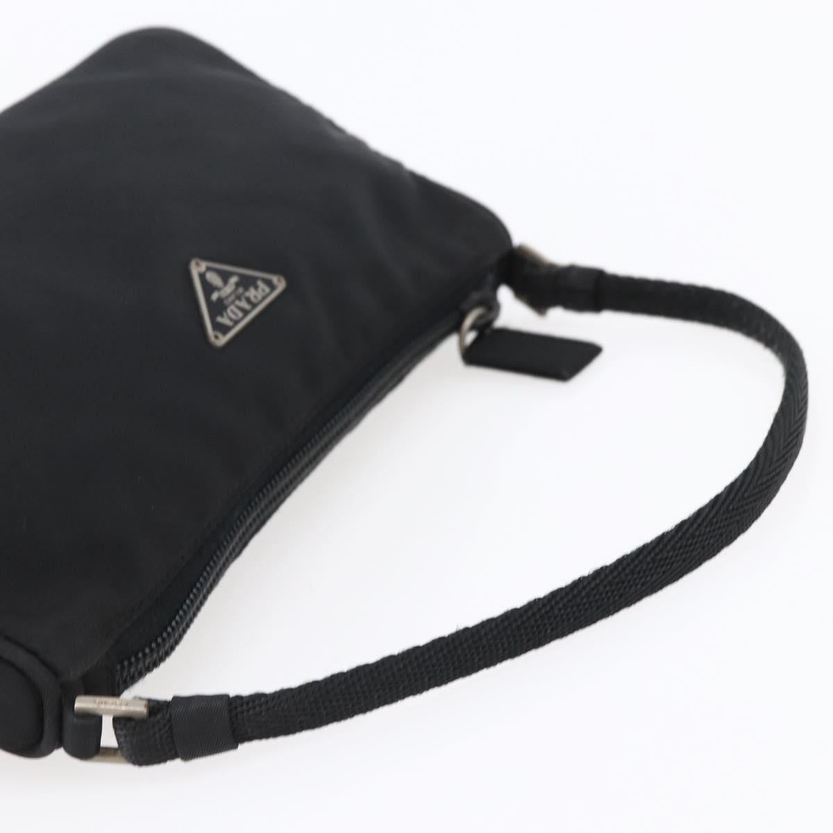 PRADA Accessory Pouch Nylon Black Silver Auth SW1714