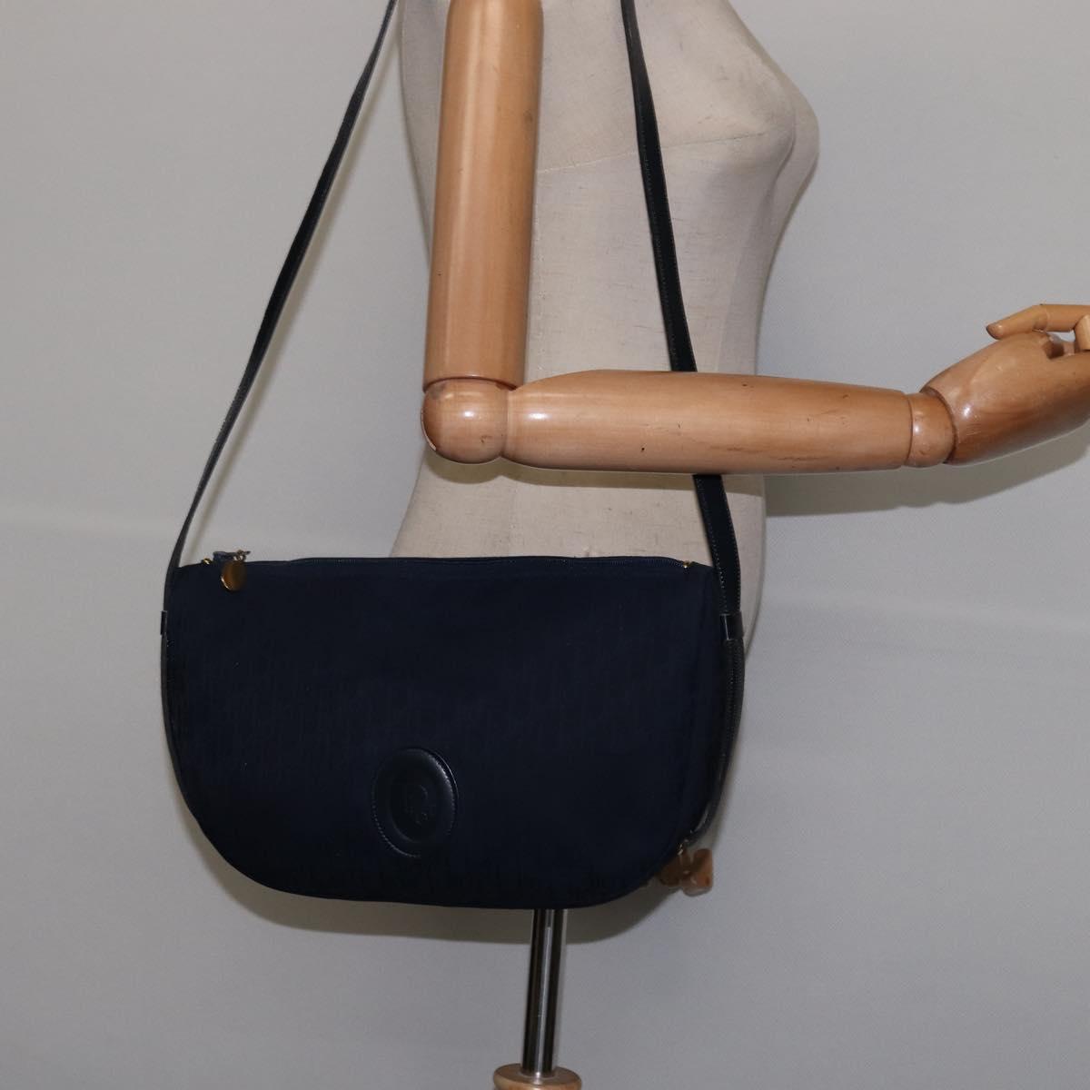 Christian Dior Trotter Canvas Shoulder Bag Navy Auth SW1716