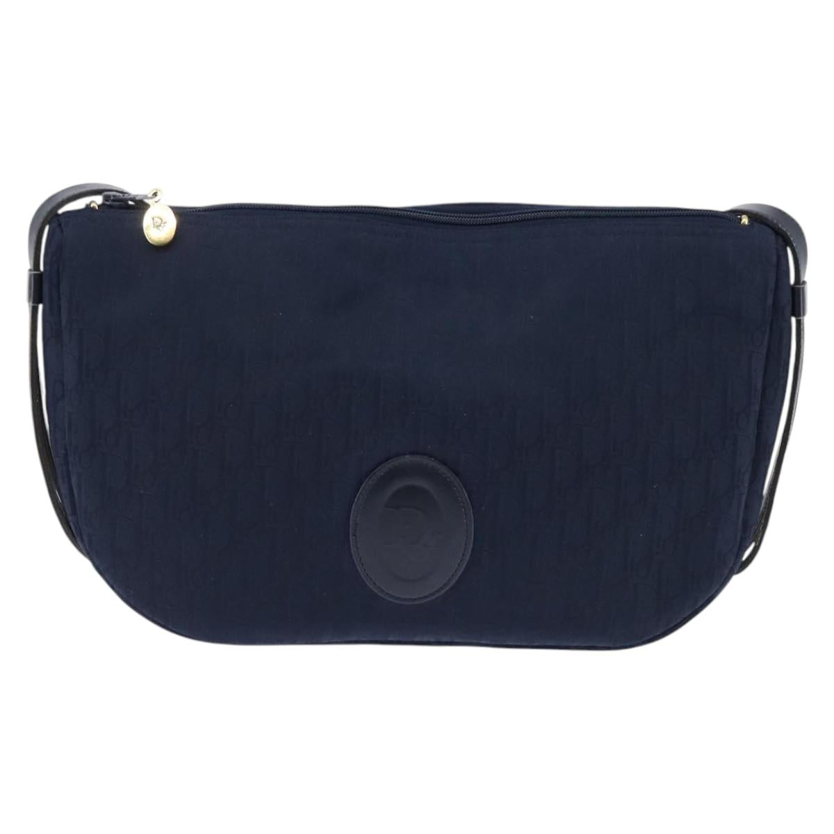 Christian Dior Trotter Canvas Shoulder Bag Navy Auth SW1716