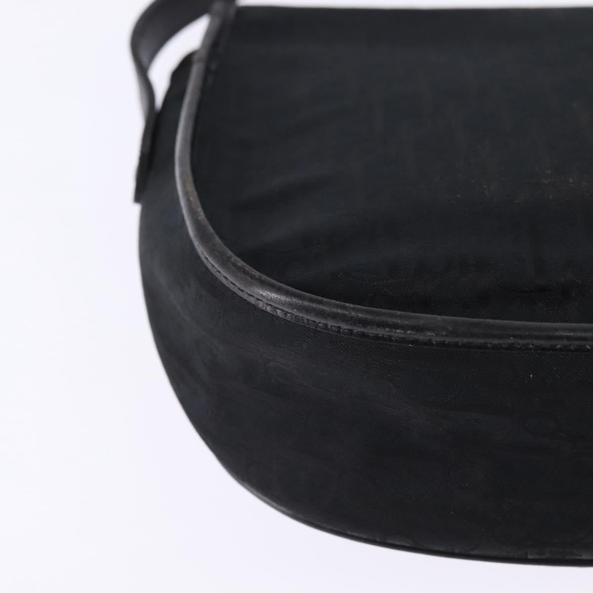 Christian Dior Trotter Canvas Shoulder Bag Black Gold Auth SW1717