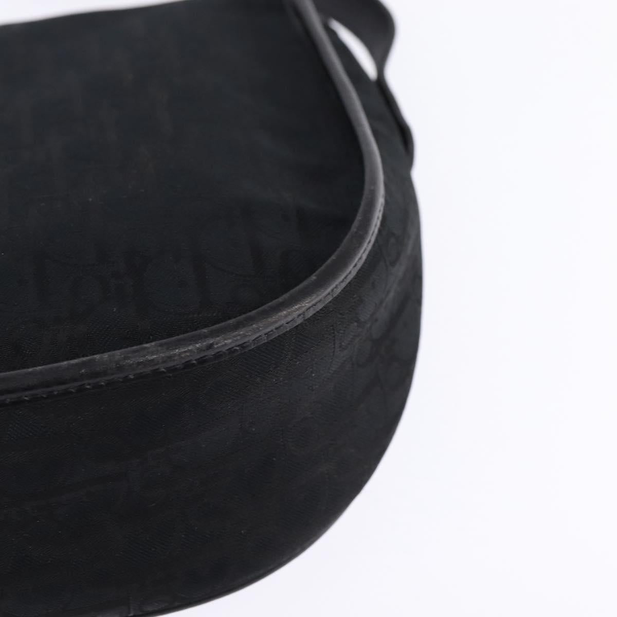 Christian Dior Trotter Canvas Shoulder Bag Black Gold Auth SW1717