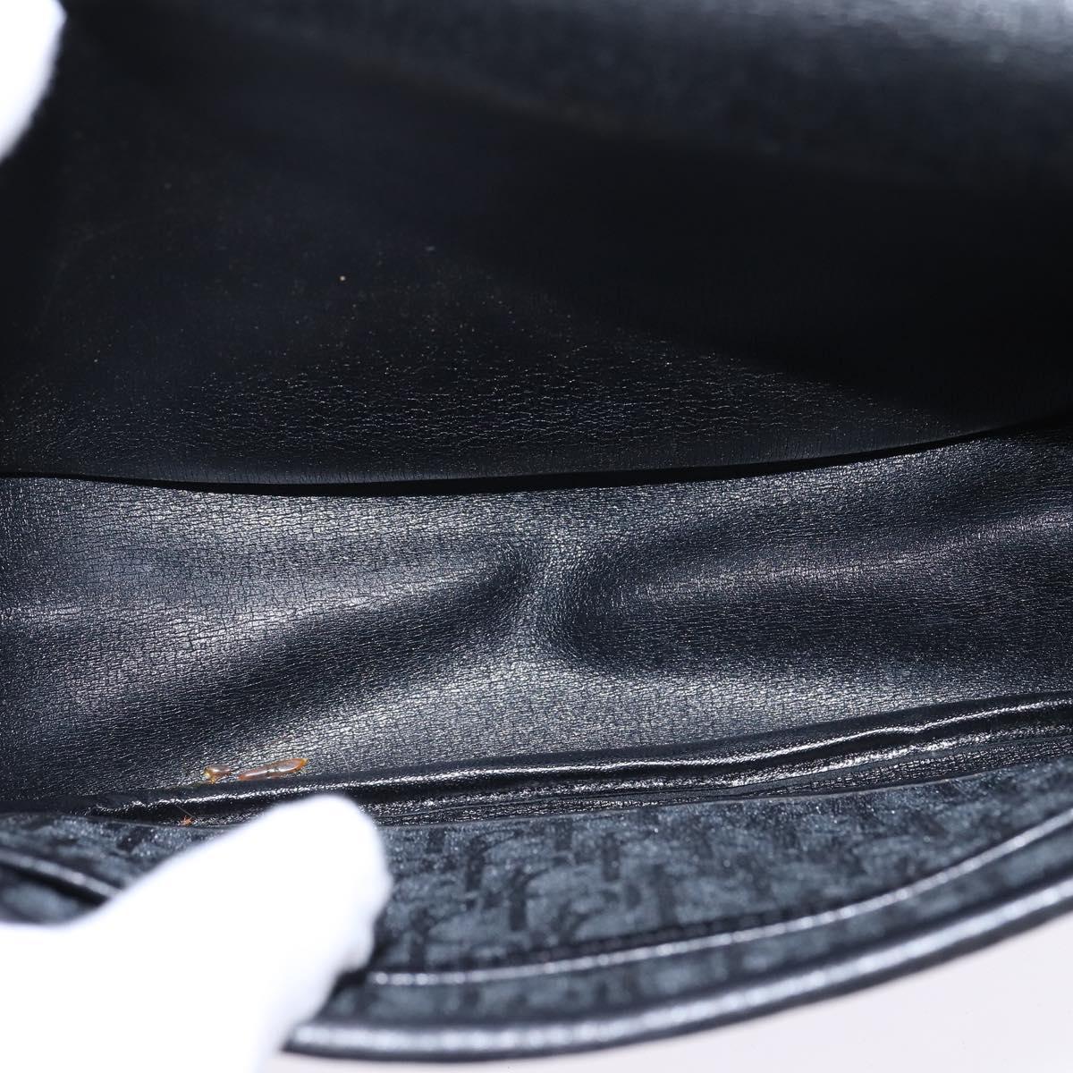 Christian Dior Trotter Canvas Shoulder Bag Black Gold Auth SW1717