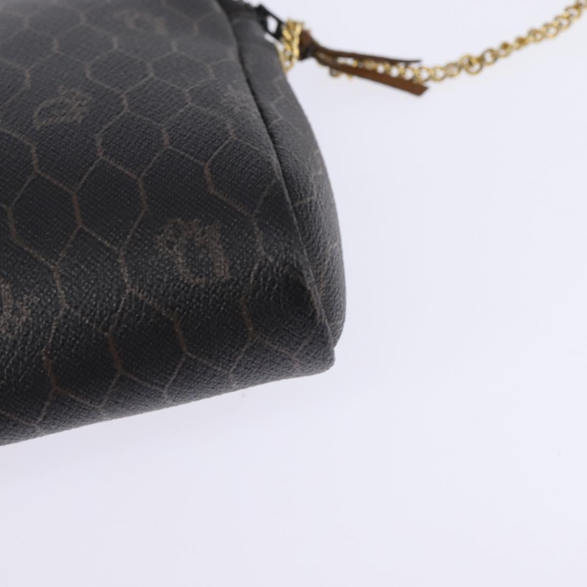 Christian Dior Honeycomb Canvas Chain Shoulder Bag PVC Black Gold Auth SW1718
