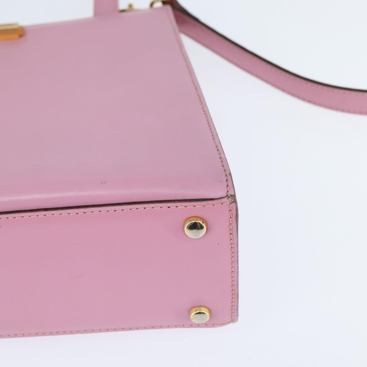 CELINE Hand Bag Leather 2way Pink Gold Auth SW1720