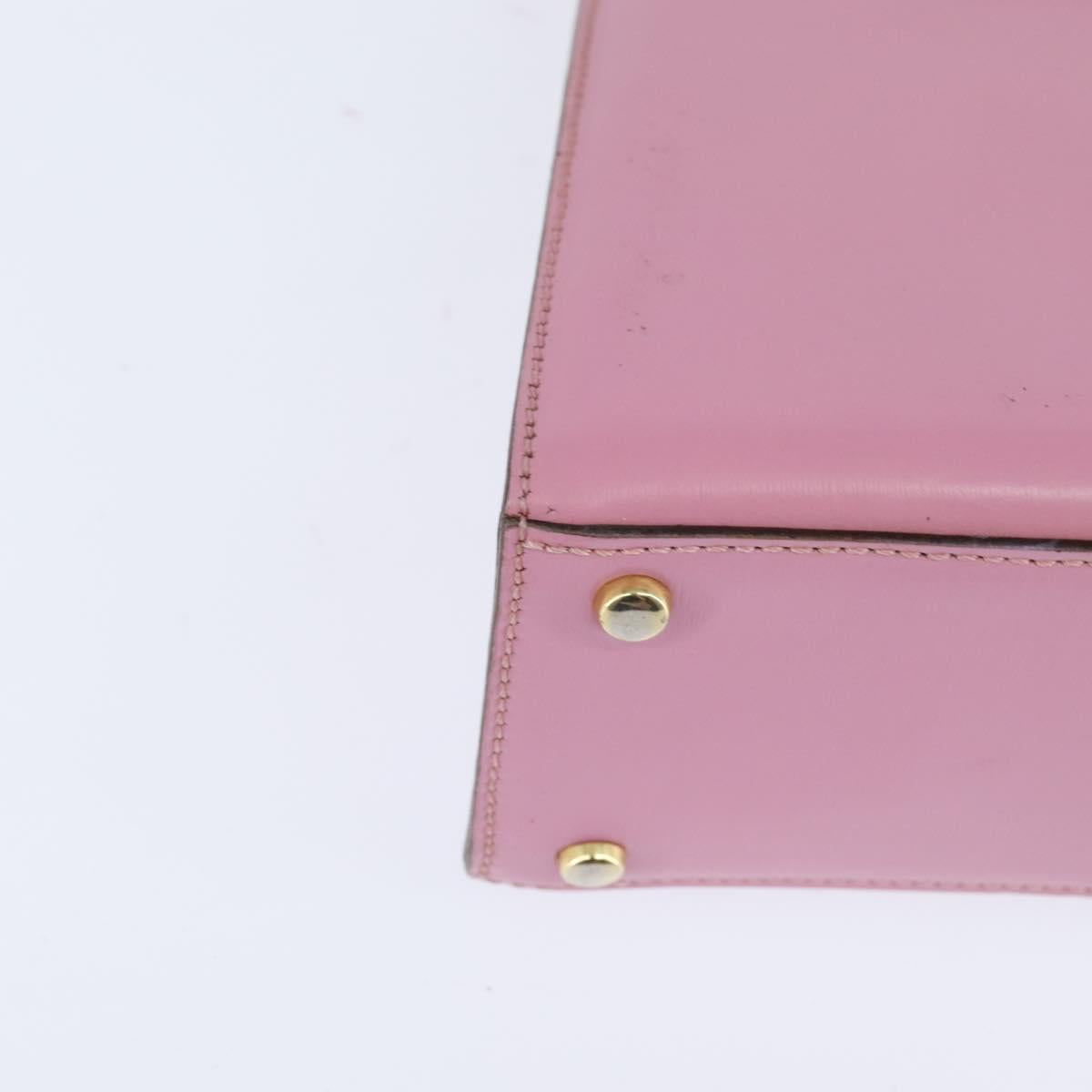 CELINE Hand Bag Leather 2way Pink Gold Auth SW1720