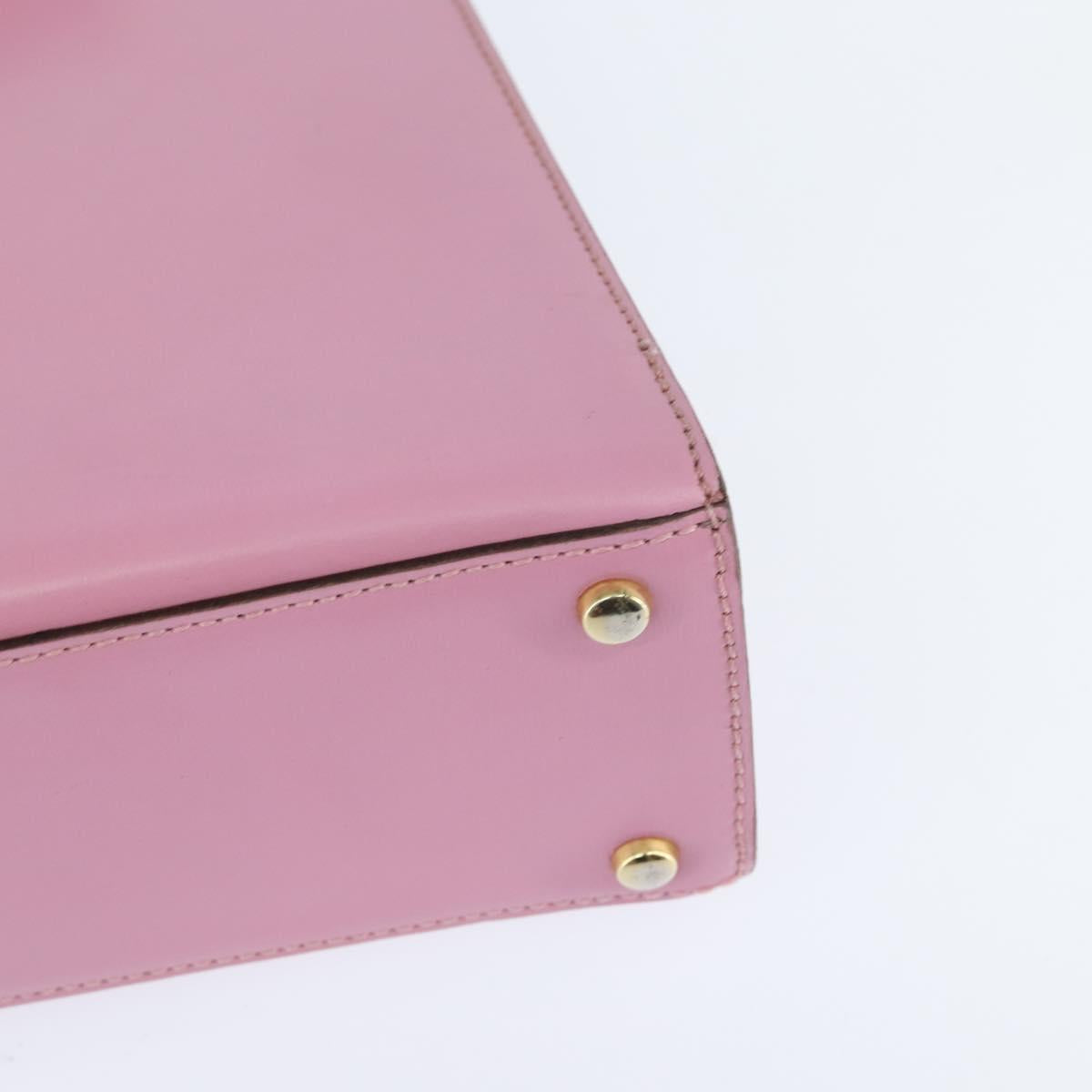 CELINE Hand Bag Leather 2way Pink Gold Auth SW1720