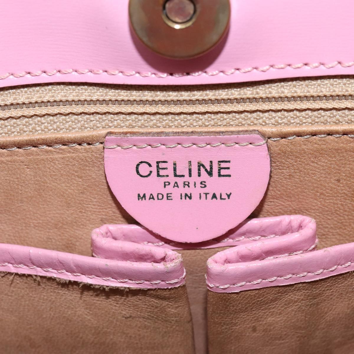 CELINE Hand Bag Leather 2way Pink Gold Auth SW1720