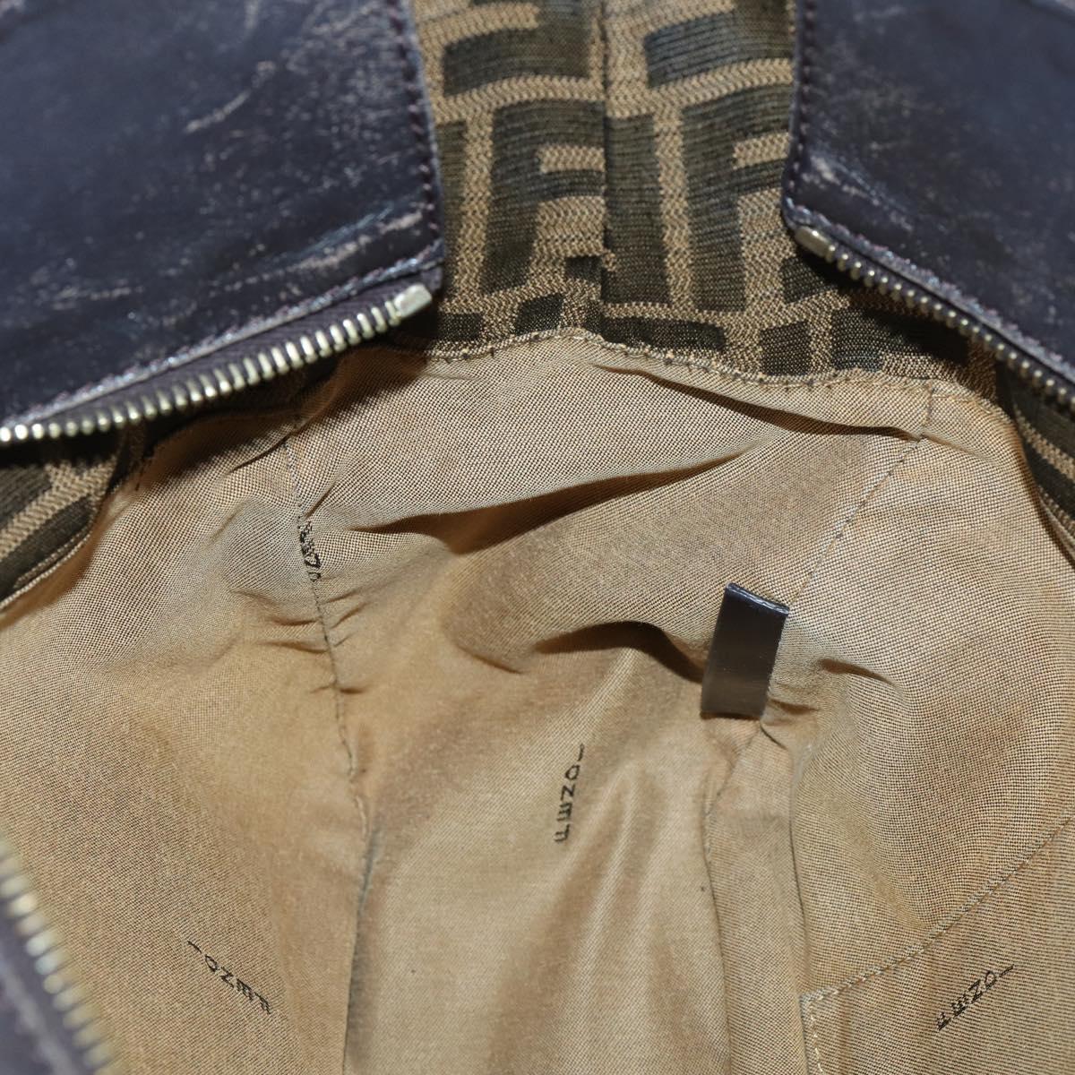 FENDI Zucca Canvas Tote Bag PVC Black Brown gold Auth SW1722