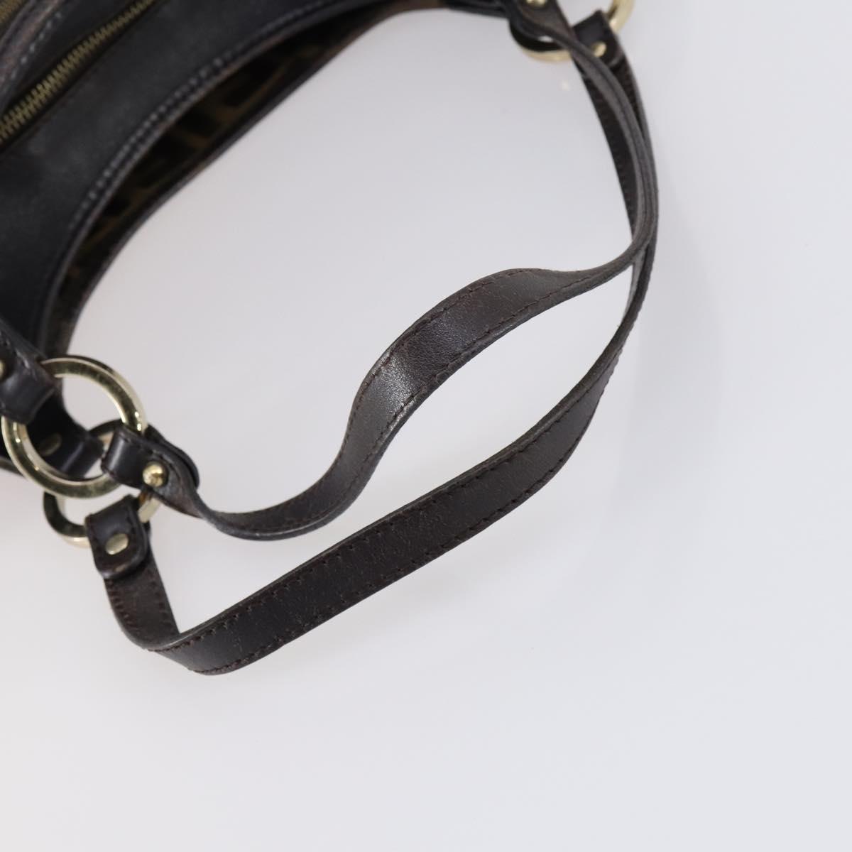 FENDI Zucca Canvas Tote Bag PVC Black Brown gold Auth SW1722