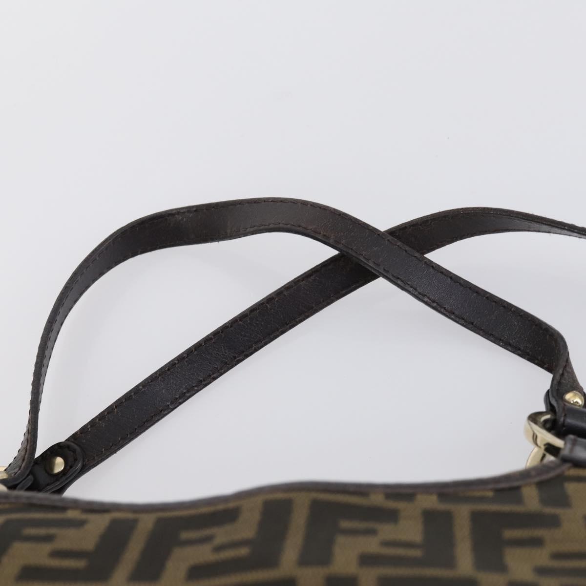 FENDI Zucca Canvas Tote Bag PVC Black Brown gold Auth SW1722